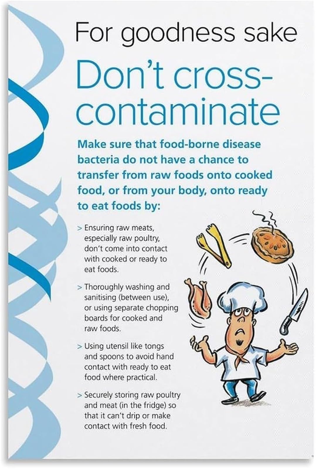 Guide prévention contamination cuisine - Tableau sur toile encadré décoration maison