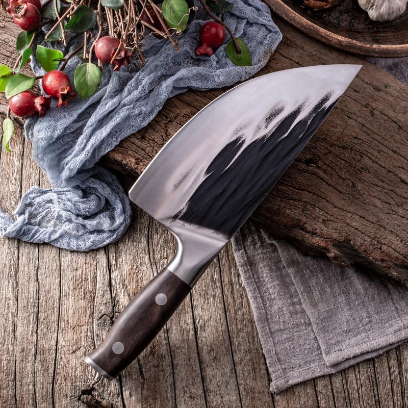 Meat Cleaver,Cleaver Knife 8 Inch Handmade Forged Cleaver High-carbon Bone Chopper Traditional Butcher Slicing Knife Stainless Steel Butcher Knife Forged Cleaver, LAMAJIGA5844