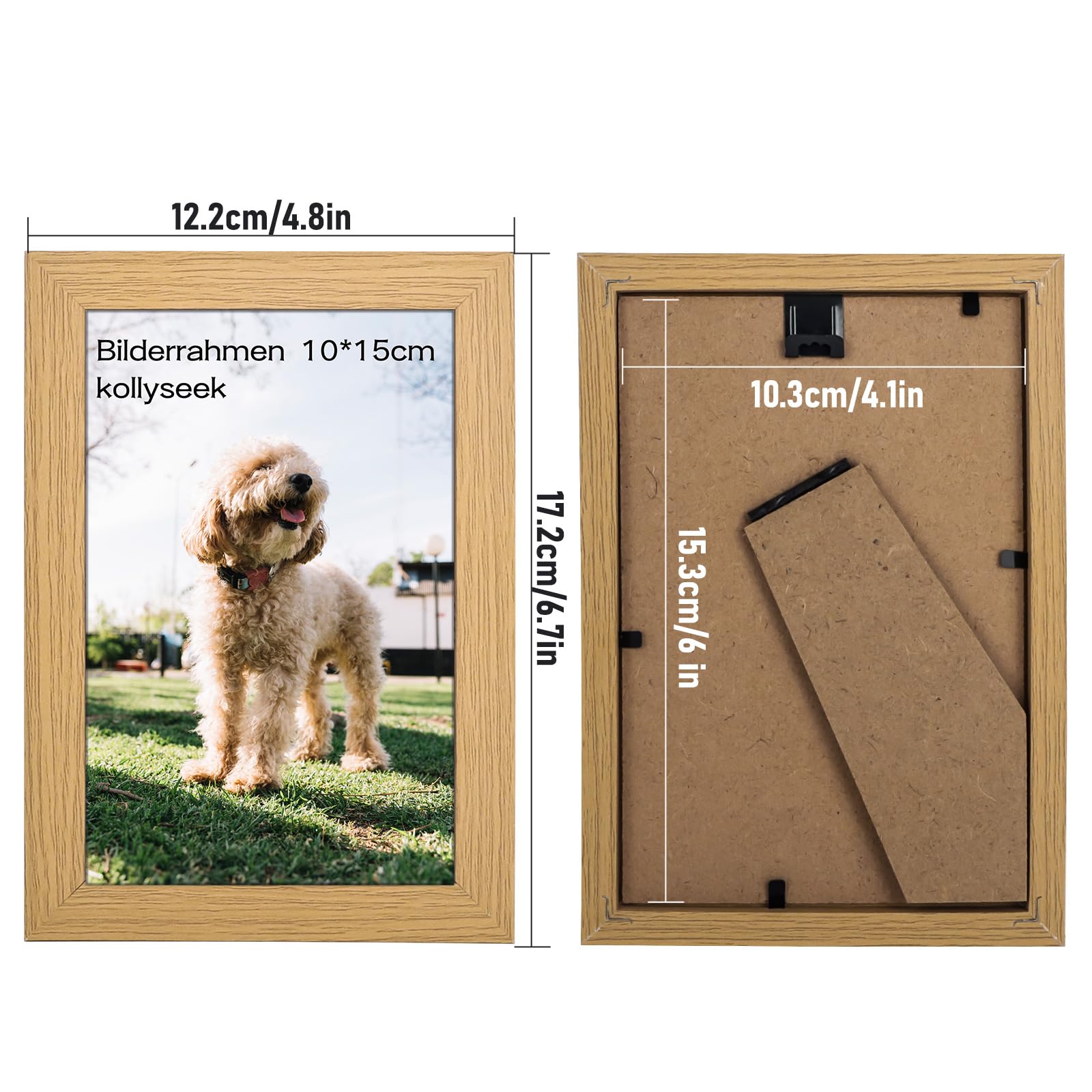 Set di 20 cornici portafoto, 10 x 15 cm, in MDF, legno, con vetro acrilico, portritto, per soggiorno, da appoggiare e appendere - Supporto da parete o da tavolo