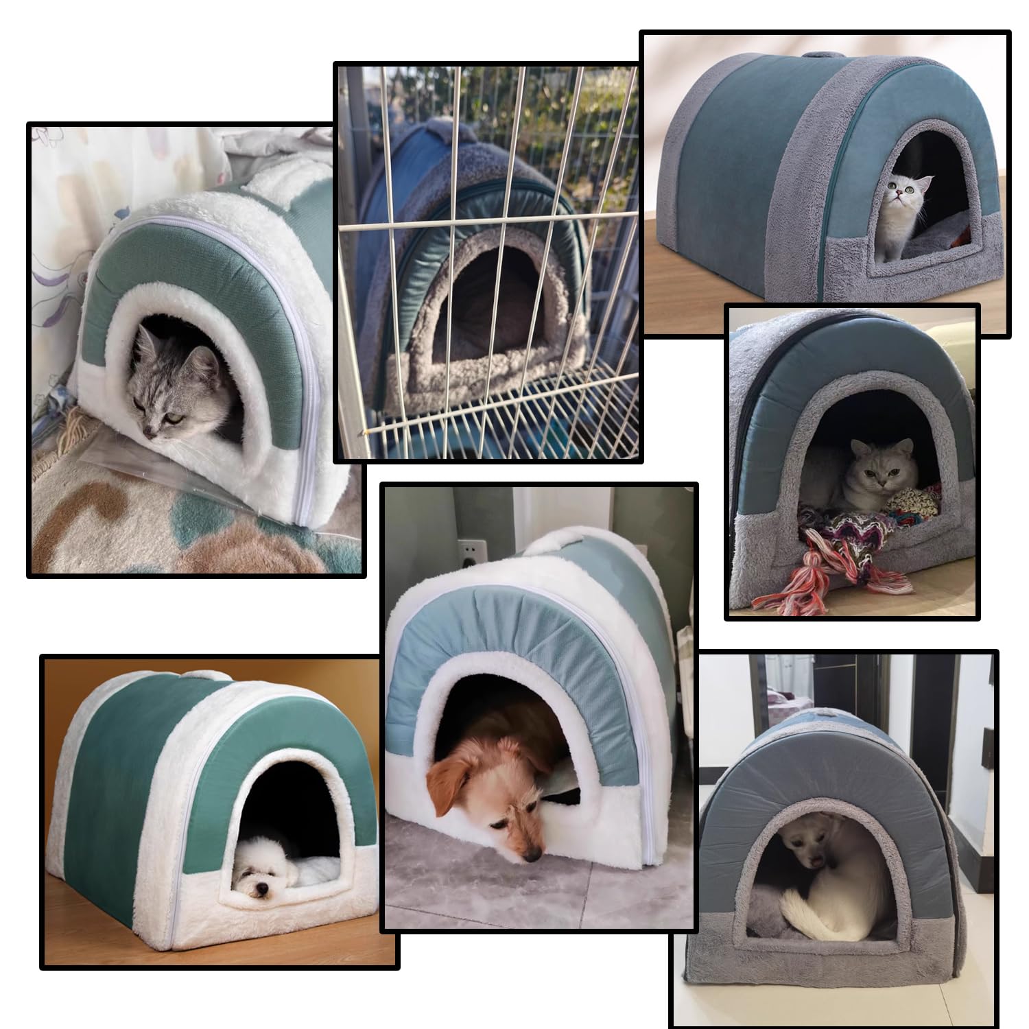 Großes Hundehaus, 2-in-1-Bett mit Dach, faltbar, beruhigendes Hundebett, Sofa, beruhigende Hundehöhle, Haustierzelt, Bett, abnehmbar, waschbar, Anti-Angst, 79 x 60 x 59 cm, 2XL, A)