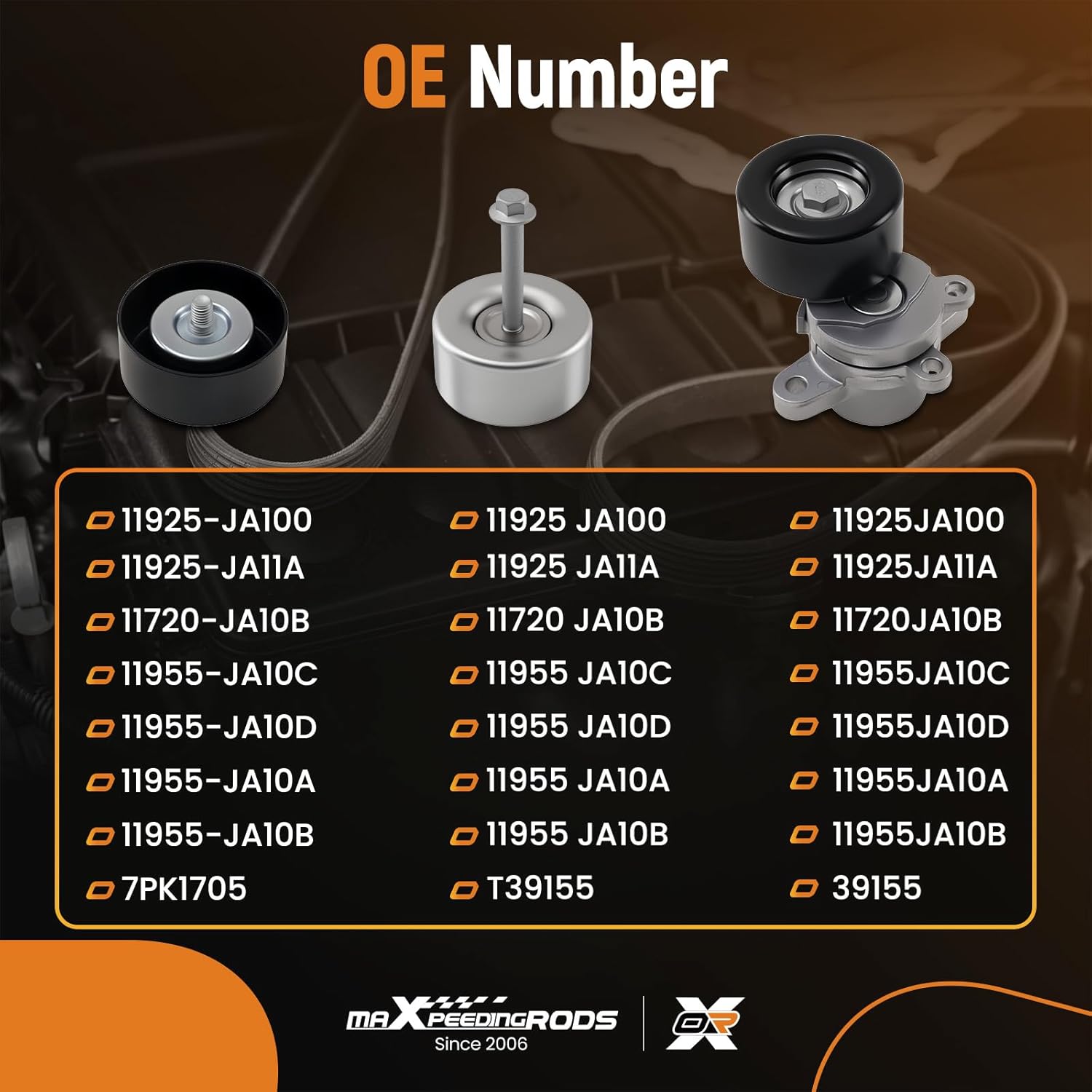 maXpeedingrods Engine Drive Belt Tensioner Idler Pulley Serpentine Belt Kit for Nissan Altima 2006-2012 Murano 2007-2014 Maxima 2008-2014 Quest 2011-2012 3.5L 11955JA10D 7PK1705 11925JA11A 11925JA100