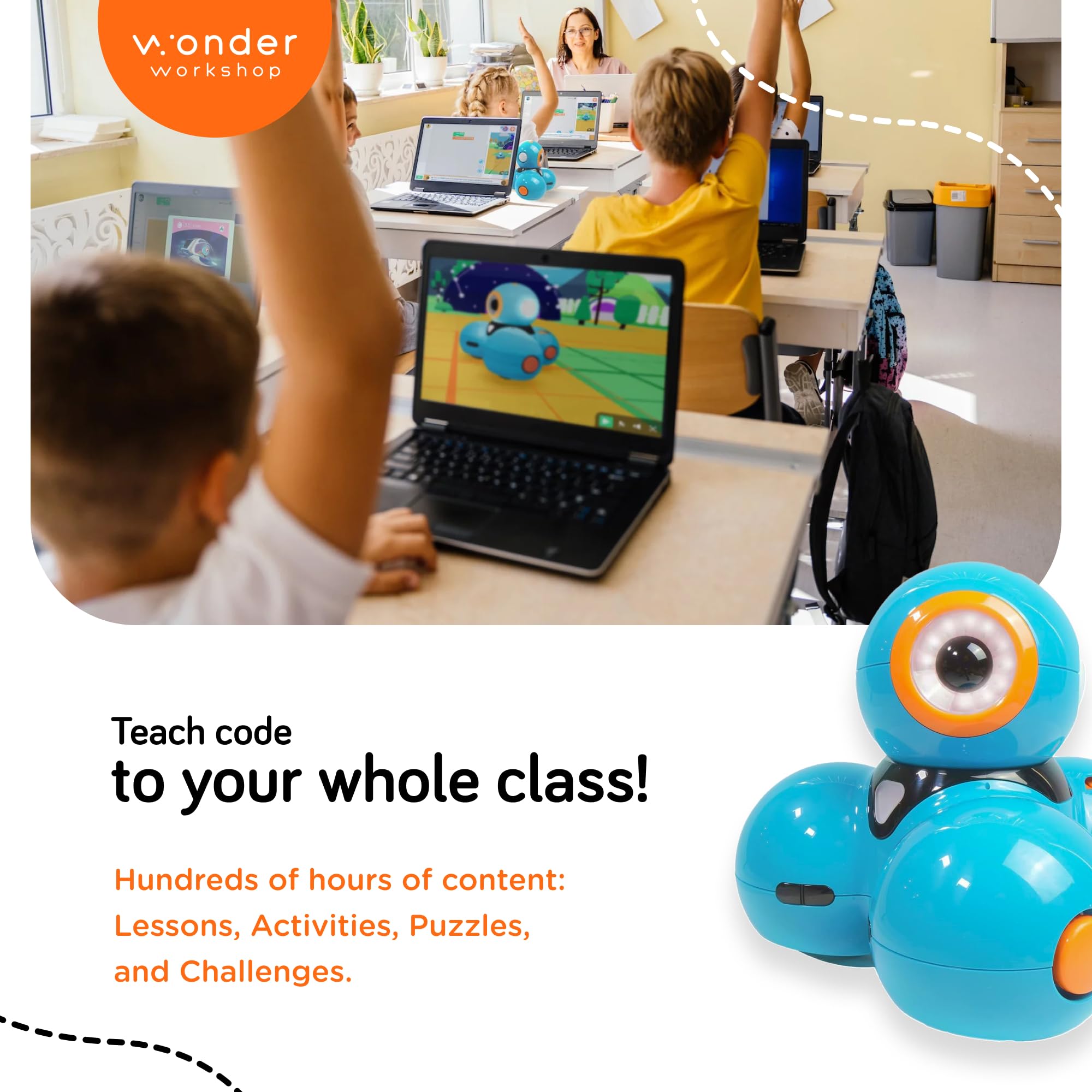 Dash Robot di Wonder Workshop in Inglese - Robot Giocattolo Interattivo per Imparare a Programmare Divertendosi Idee Regalo per Bambini, Blu