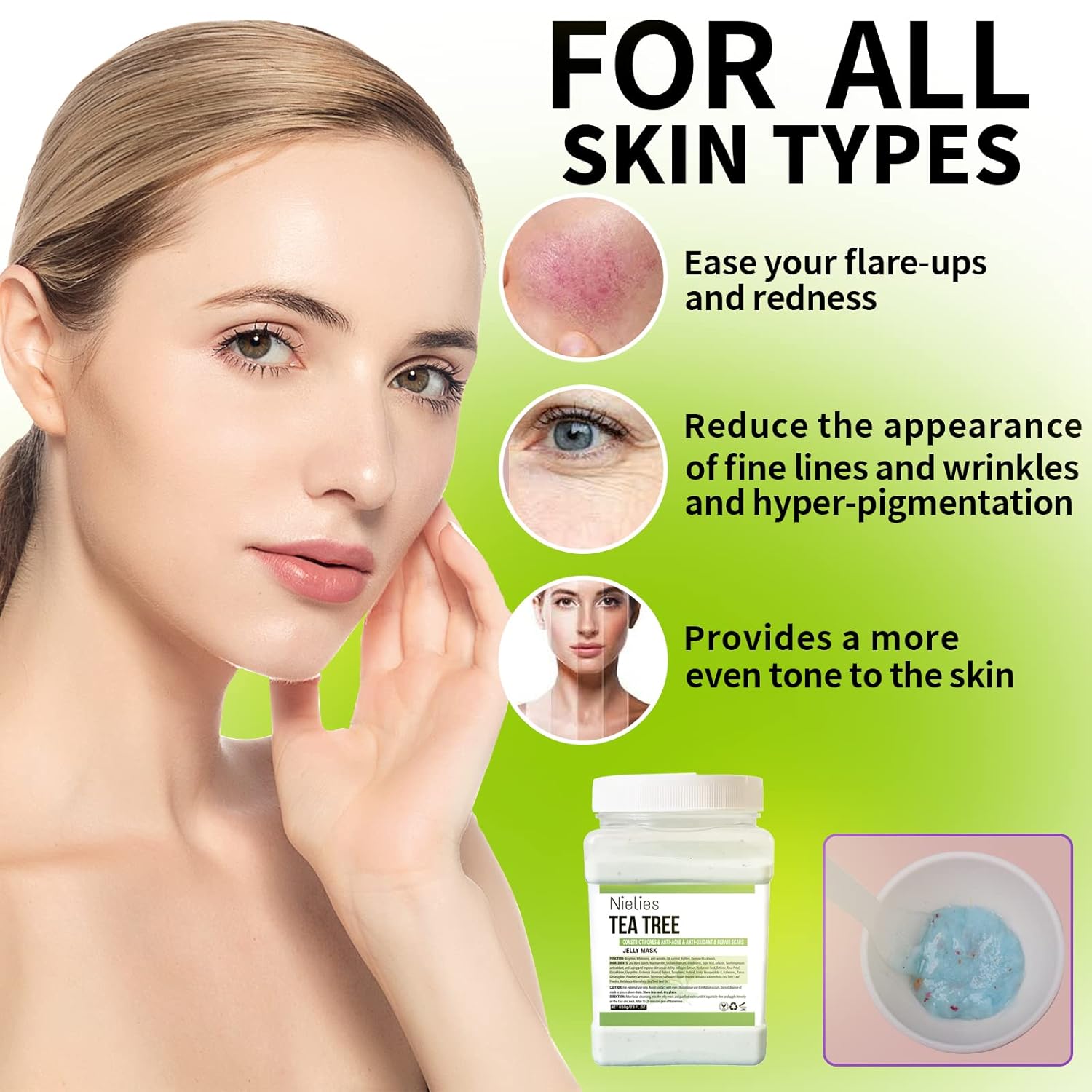 24K and Tea Tree Jelly Face Mask for Facials Hydrating, Anti-Aging & Nourishing| Professional Hydrojelly Masks | Vajacial Jelly Mask Powder