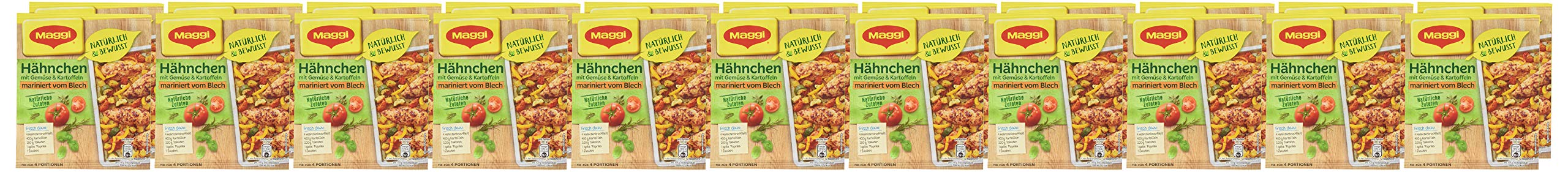 Maggi Fix&Frisch Hähnchen mit Gemüse und Kartoffeln mariniert vom Blech, 22er Pack (22 x 27 g)