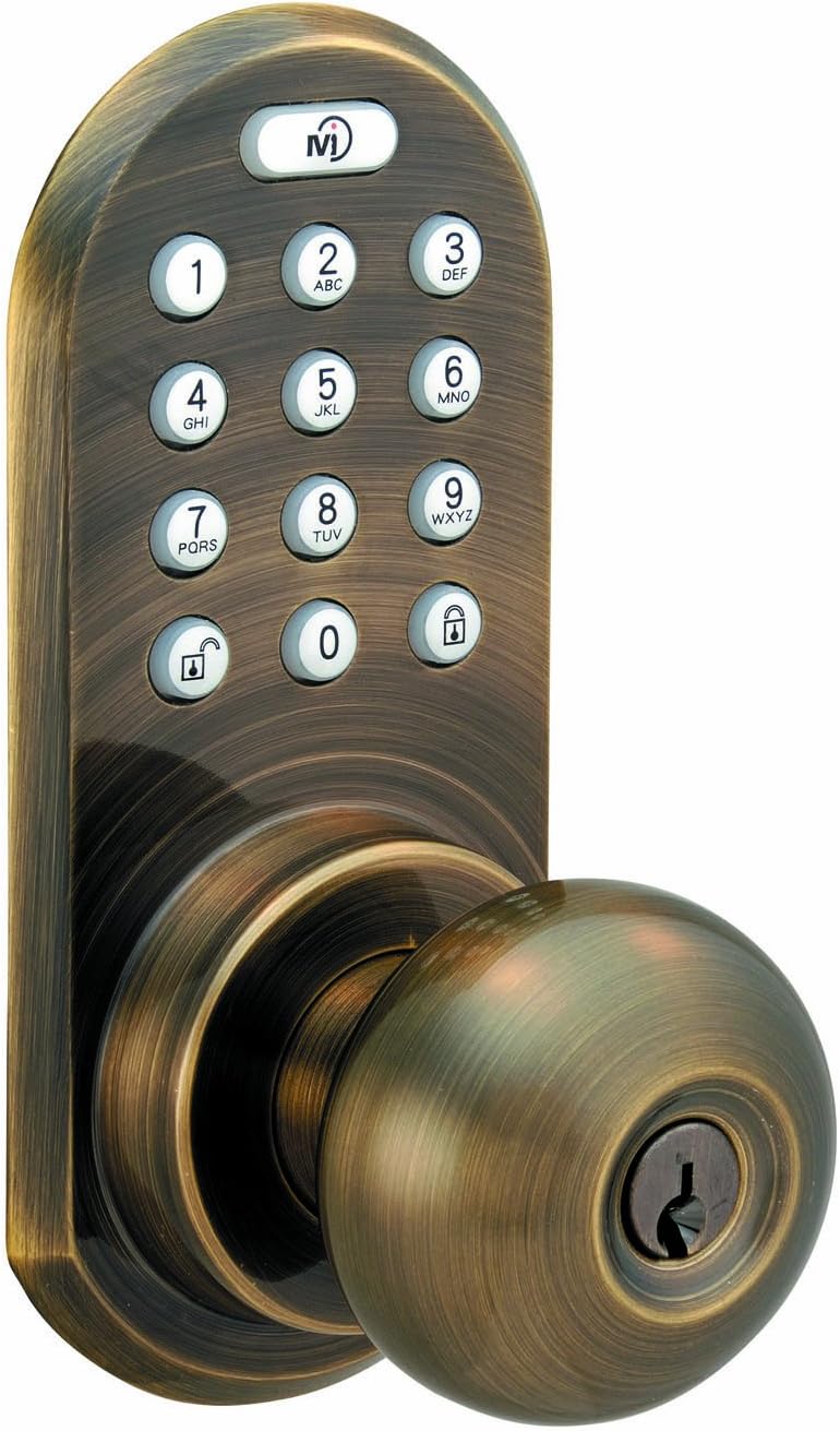 QKK-01AQ Keypad and Remote Control Knob Entry, Antique Brass