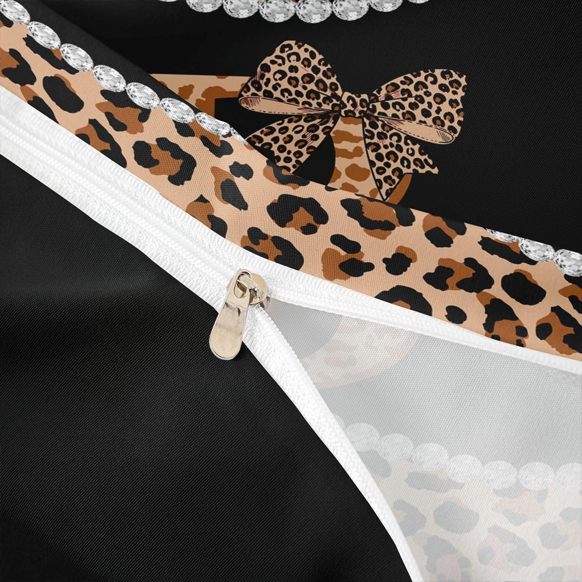 jejeloiu Brown Cheetah Bow Duvet Cover Toddler Size Coquette Bowknot Bedding Set Breathable Soft Initial Letter B Comforter Cover 2Pcs Leopard Print Bedroom Decor