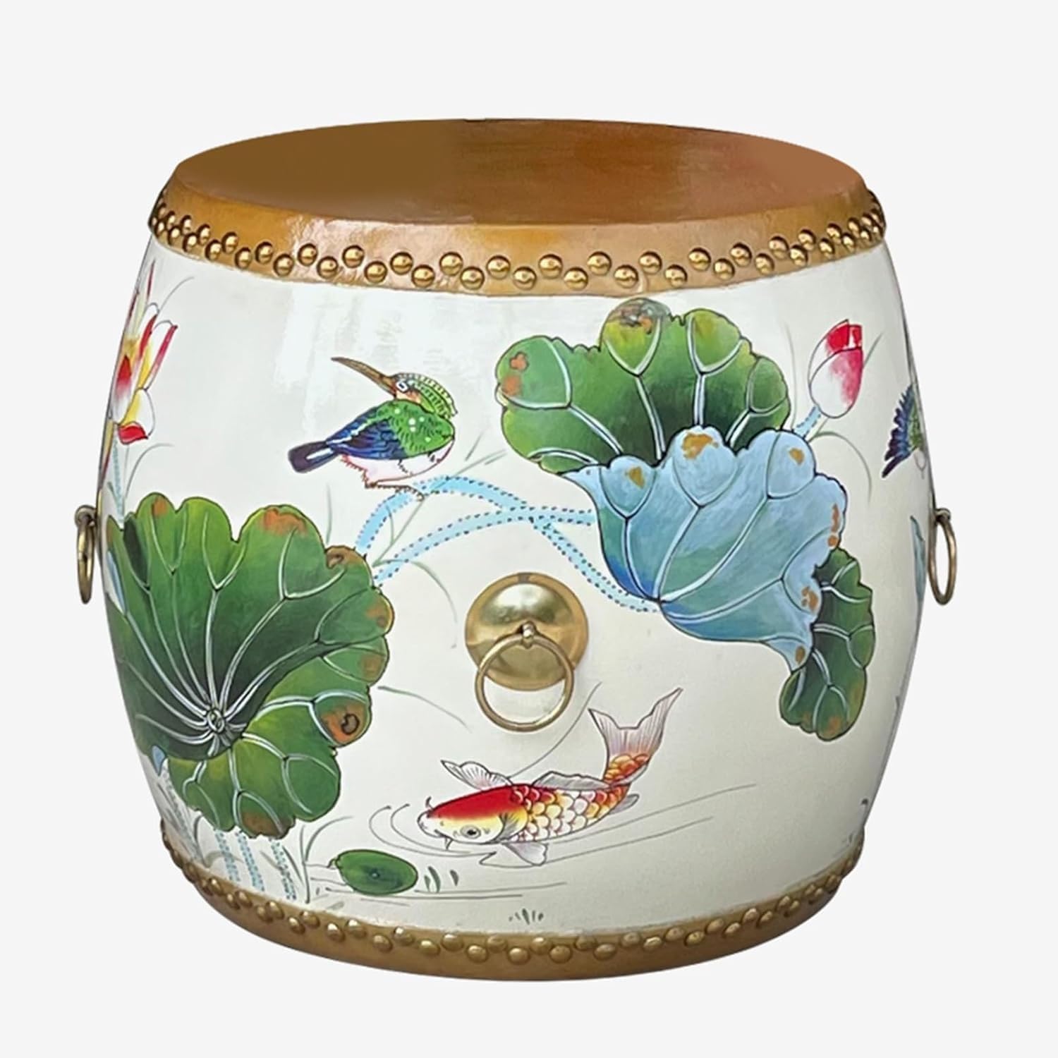 Drum Stool,Decorative Garden Stools,for Indoor Outdoor,Glazed Hand Painted Drum Stool,for Living Room(G)