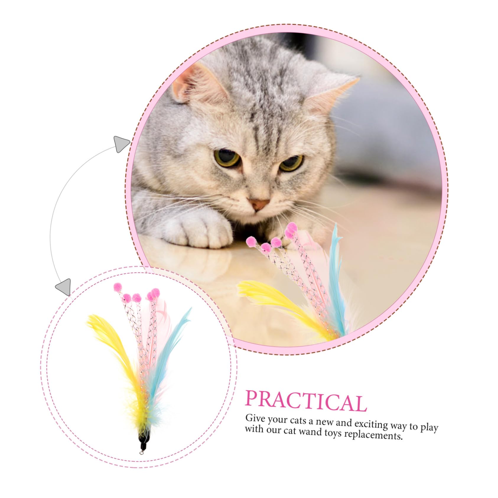 Kisangel 24pièces Jouets à Canne Multifonction pour Chats Remplacements De Plumes Interactives pour Jouets à Filer Teaser