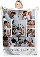 Custom Blanket, Personalized Throw Blanket, Baby Blankets for Girls Boys with 1-9 Photos Collage, Birthday for Dad, Mom, Kids, Dogs, Friends or Couples（9 Photos）