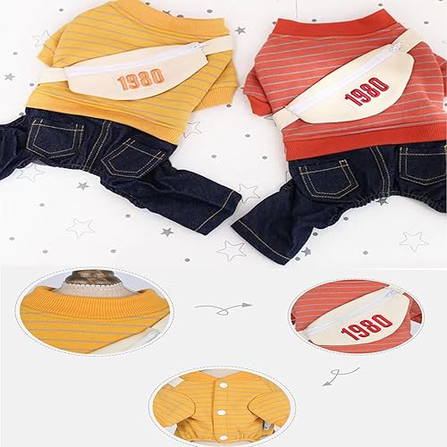 Miniatura 5 de Ropa con capucha para perros pequeños, lindas camisas a rayas, overol de mezclilla de una pieza para perros pequeños y medianos, gatos, camisas para