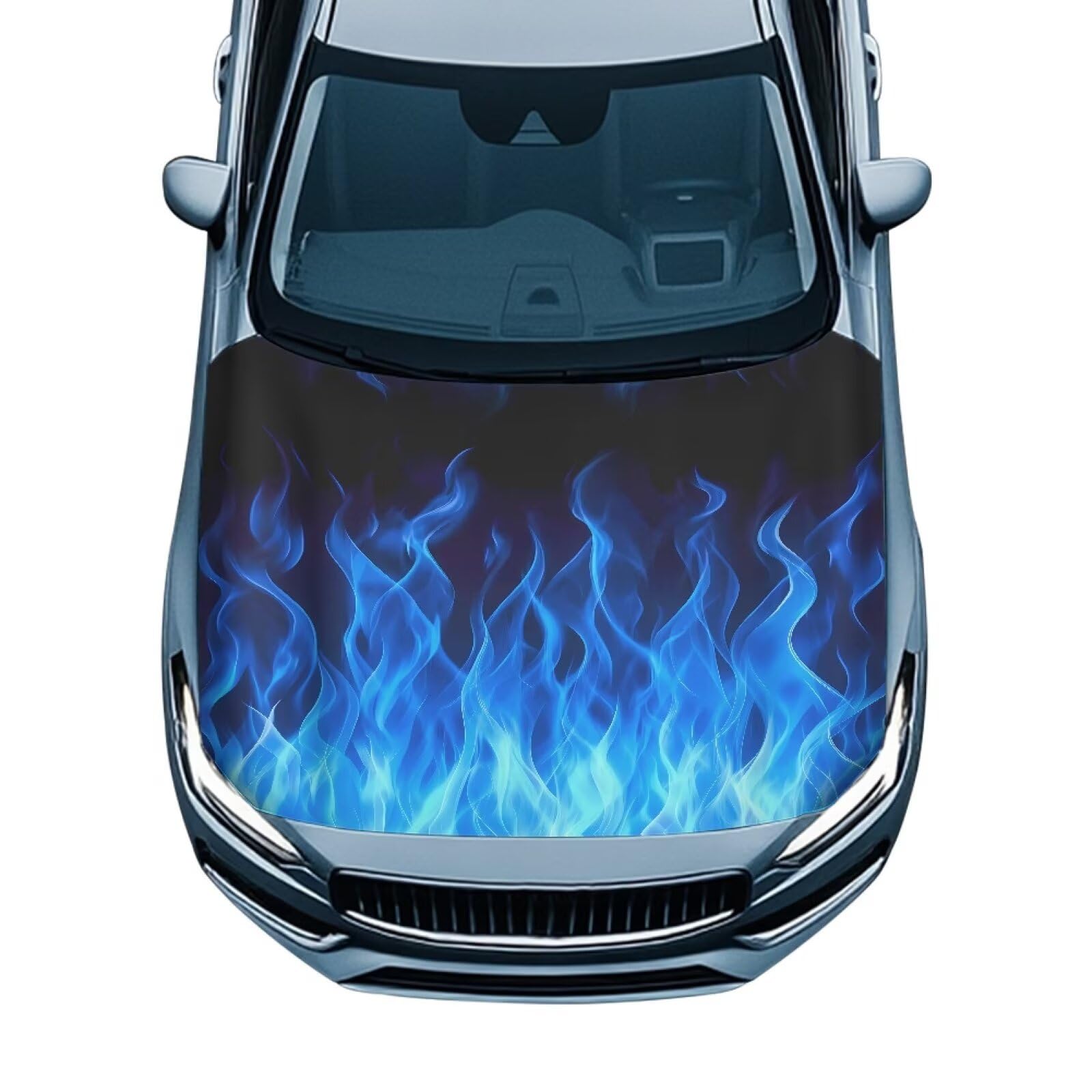 Brosoneto Fire Flame Car Hood Cover Stretch Polyester Car Hood Protector Automotive Accessories Bonnet Banner Universal Fit Windproof Decorate Flags