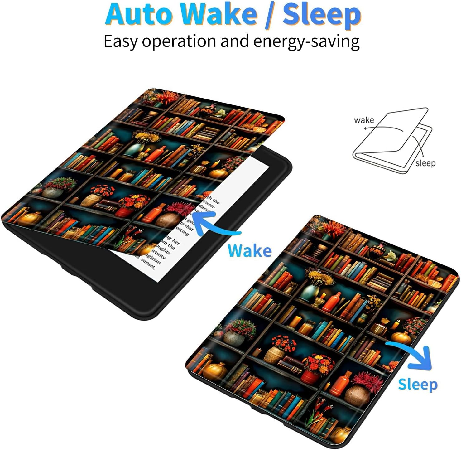 Case for Amazon Kindle Fire HD 10 & 10 Plus (11th/13th Generation 2021/2023 Release) 10.1" Tablet, PU Leather Multiple Viewing Angles & Kickstand Back Case Drop Protection Smart Cover, Library