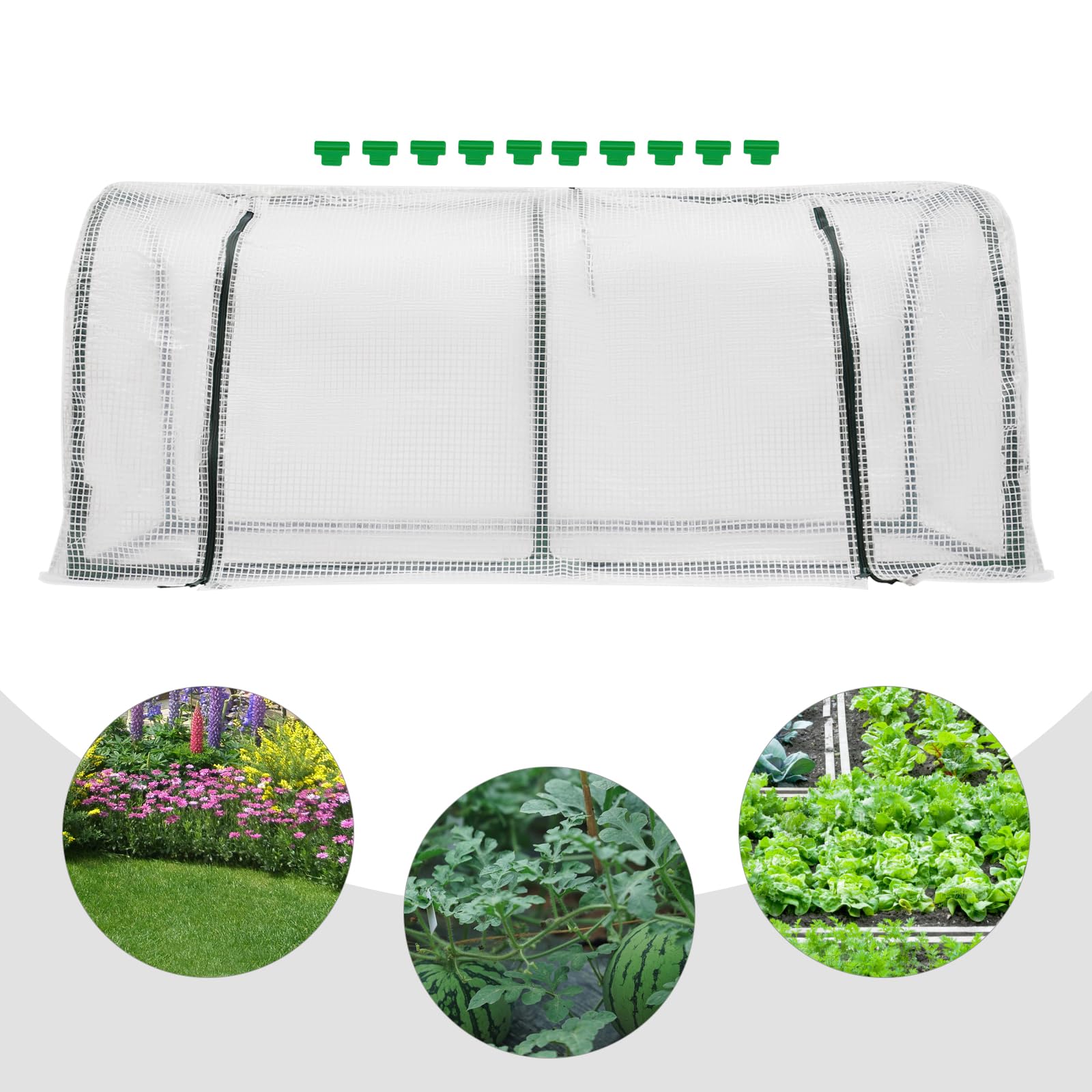 Serra piccola in pellicola, 120 x 60 x 50 cm, con 2 ante arrotolabili per balconi, terrazze, aiuole rialzate