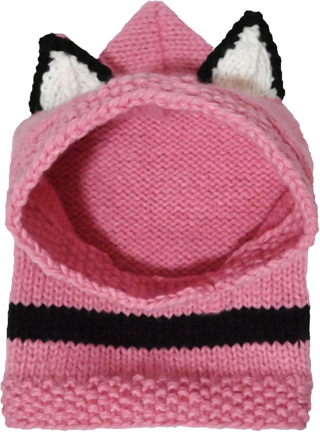 BIBITIME Knit Fox Hat for Women Winter Warm Cap Integrated Hooded Scarf Beanies
