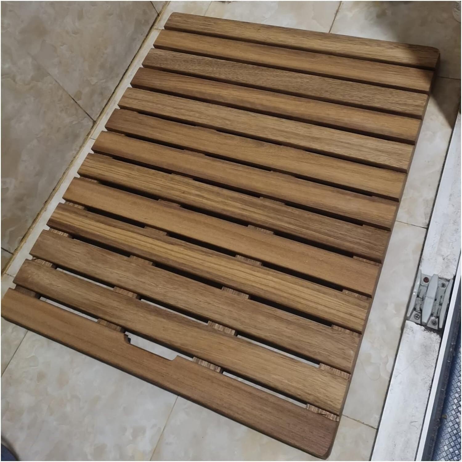BHGFYXBS Wood Bath Mat Shower Floor Mat Non-Slip Bathroom Drain Board Wood Slatted Splicing Floor Pedal Custom Size,Wood Color-60x100cm