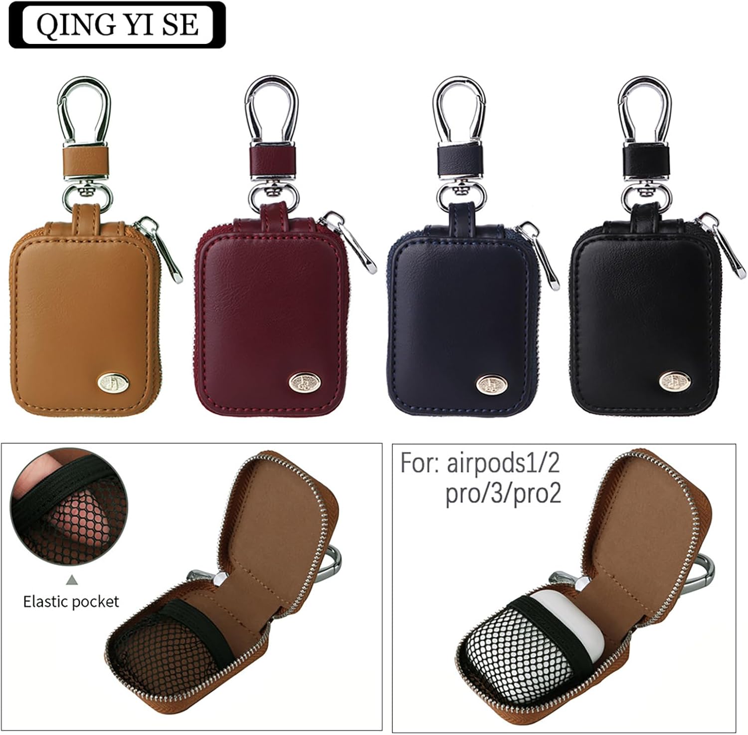 CCSmall Earbud Cases, Headphone Storage Casefor AirPods Pro 3/4/1/2/3/Pro 2, PU Leather Zipper Carrying Case Small Bag Pouch Travel Organizer for Wireless Wired Earphones & USB Cable Pink - Image 7