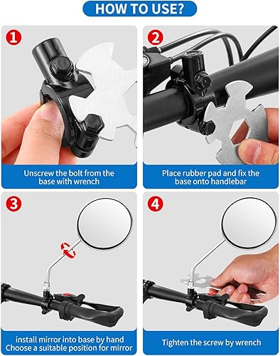 Miniatura 5 de Espejo retrovisor para manillar de bicicleta, universal, ajustable, giratorio, vintage, seguro, transparente, para bicicleta de montaña, carretera,