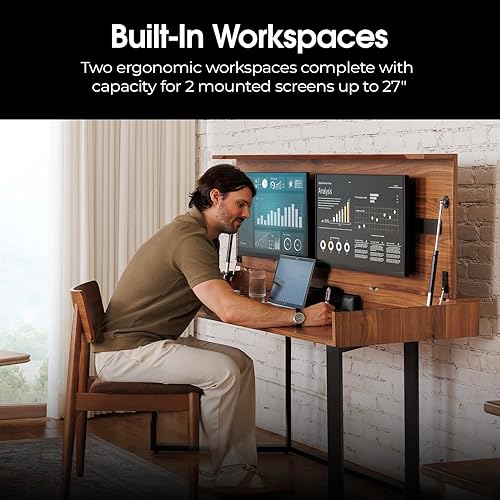 Miniatura 2 de Transformer Table - Mesa de comedor para computadora, oficina de trabajo desde casa, escritorio de juegos, escritorio de estudio, muebles que marrón