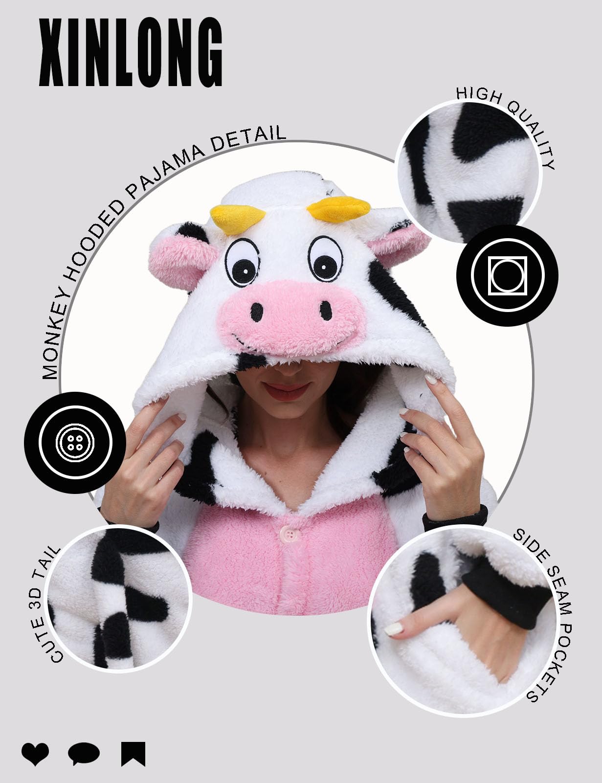 Xinlong Panda Pigiama Intero Inverno Animali Costume Cosplay Halloween Carnevale Donna Adulto Party Jumpsuit Pajama Camicie da Notte Monopezzo Unisex