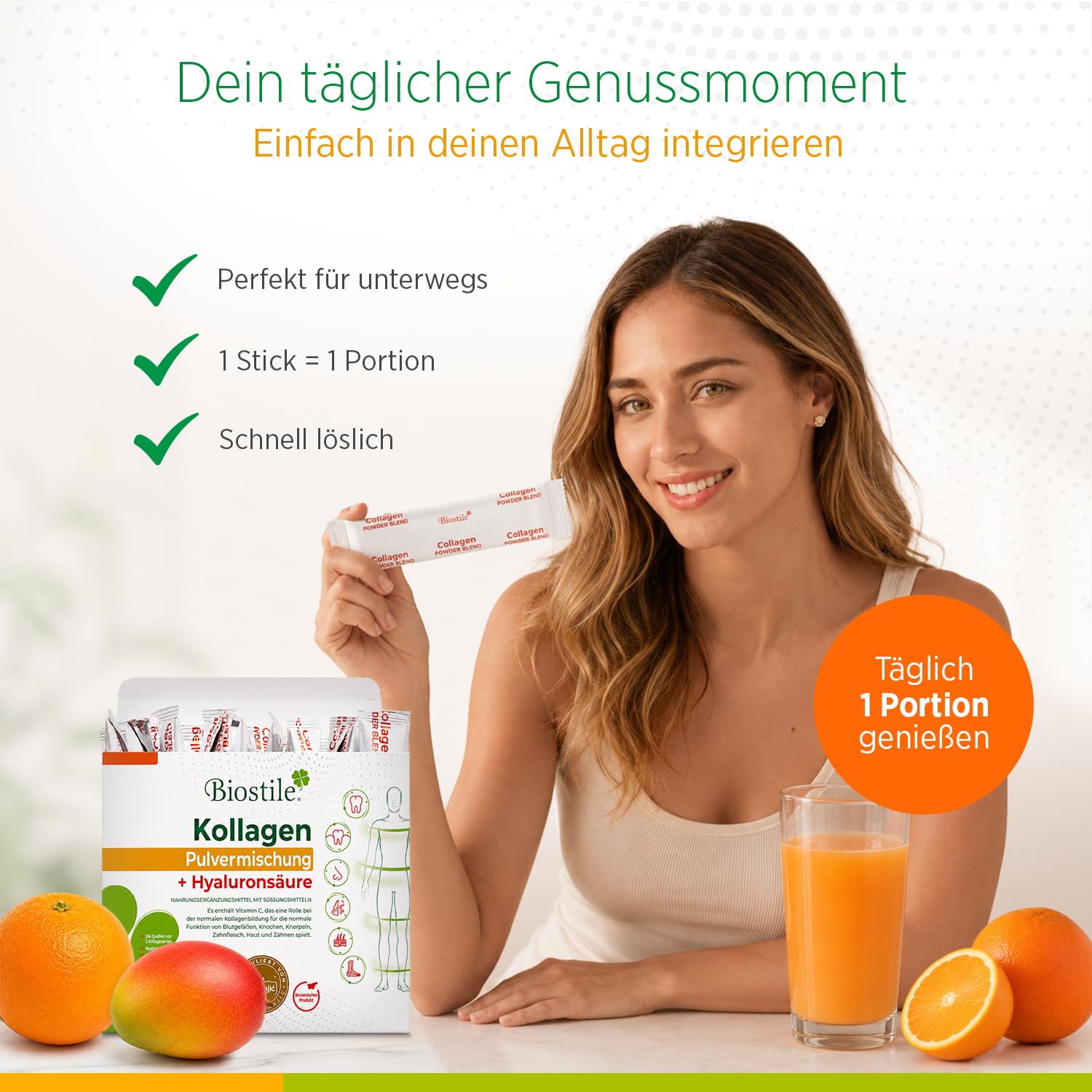 Collagen Powder Blend mit Hyaluronsäure – 30 Beutel mit 8600 mg hydrolysiertem Kollagen, Hyaluronsäure, Vitamin C, Curcumin und Shilajit für Haut, Gelenke und Knochen