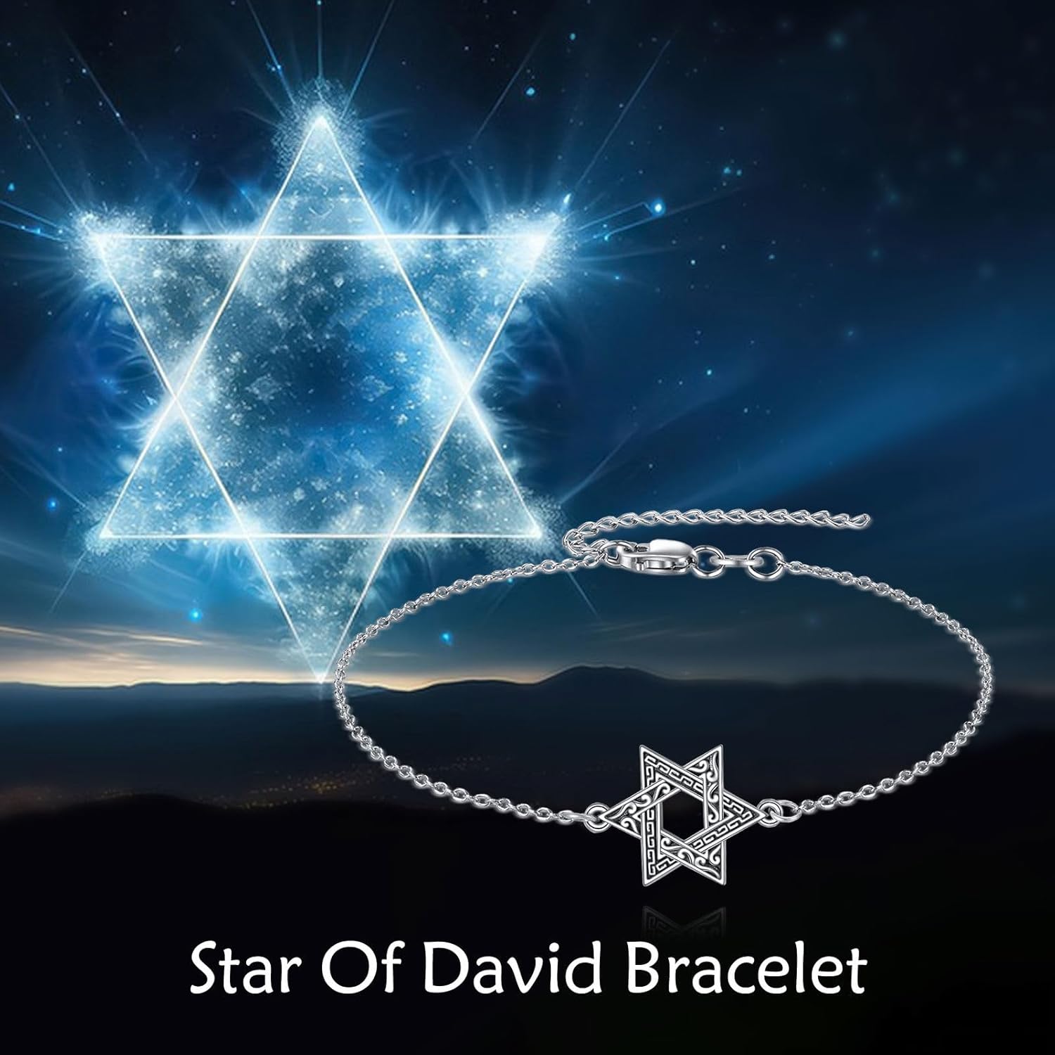 URONE Star Of David Bracelet 925 Sterling Silver David Star Bracelet Jewish Jewelry Gifts For Women - Image 6