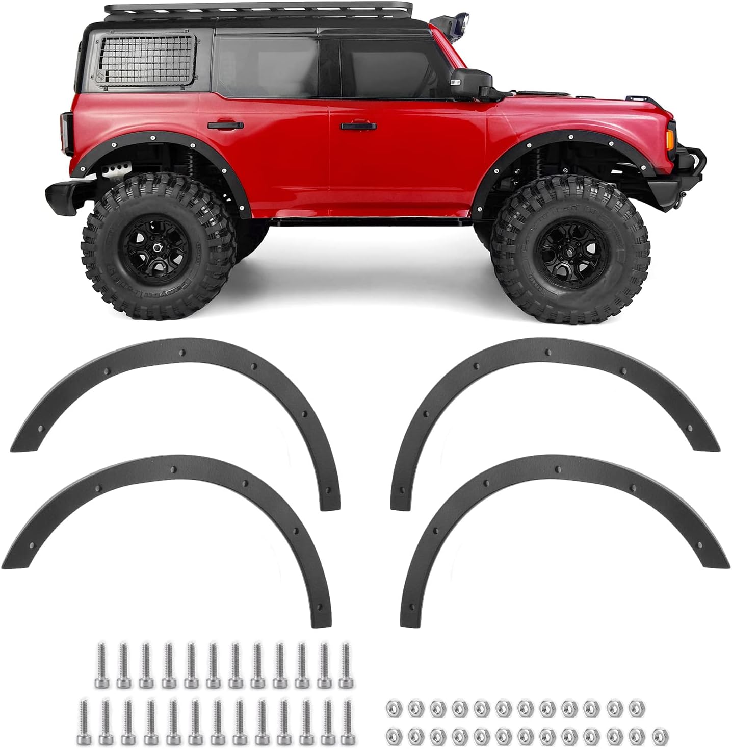 4PCS Stainless Steel RC Fender Flares Fender Delete Wheels for 1/10 Scale RC Crawler Car TRX4 Upgrades 2021 Bronco Accessories