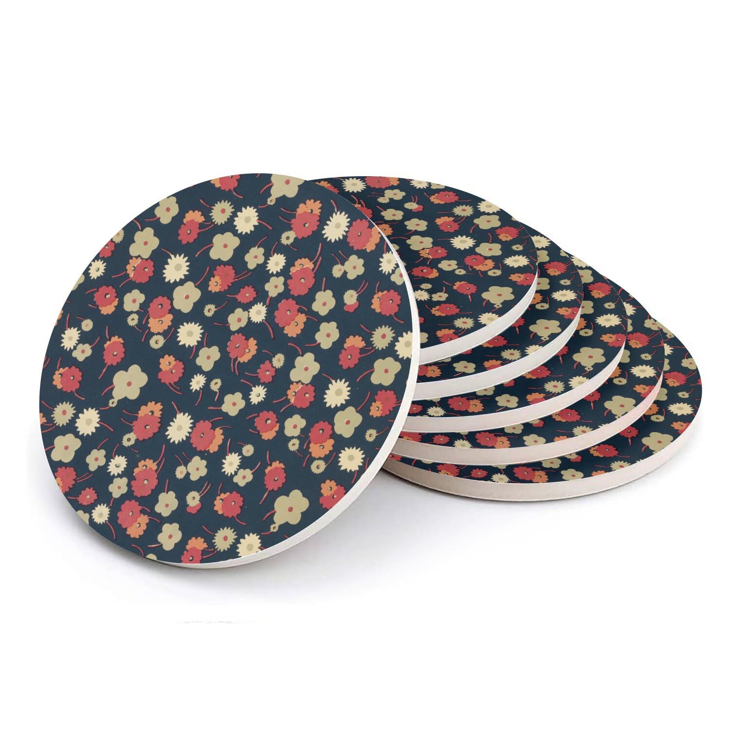 Sous verre ronds en céramique fleur minimaliste lot de 6 dessous de verre japonais 108mm