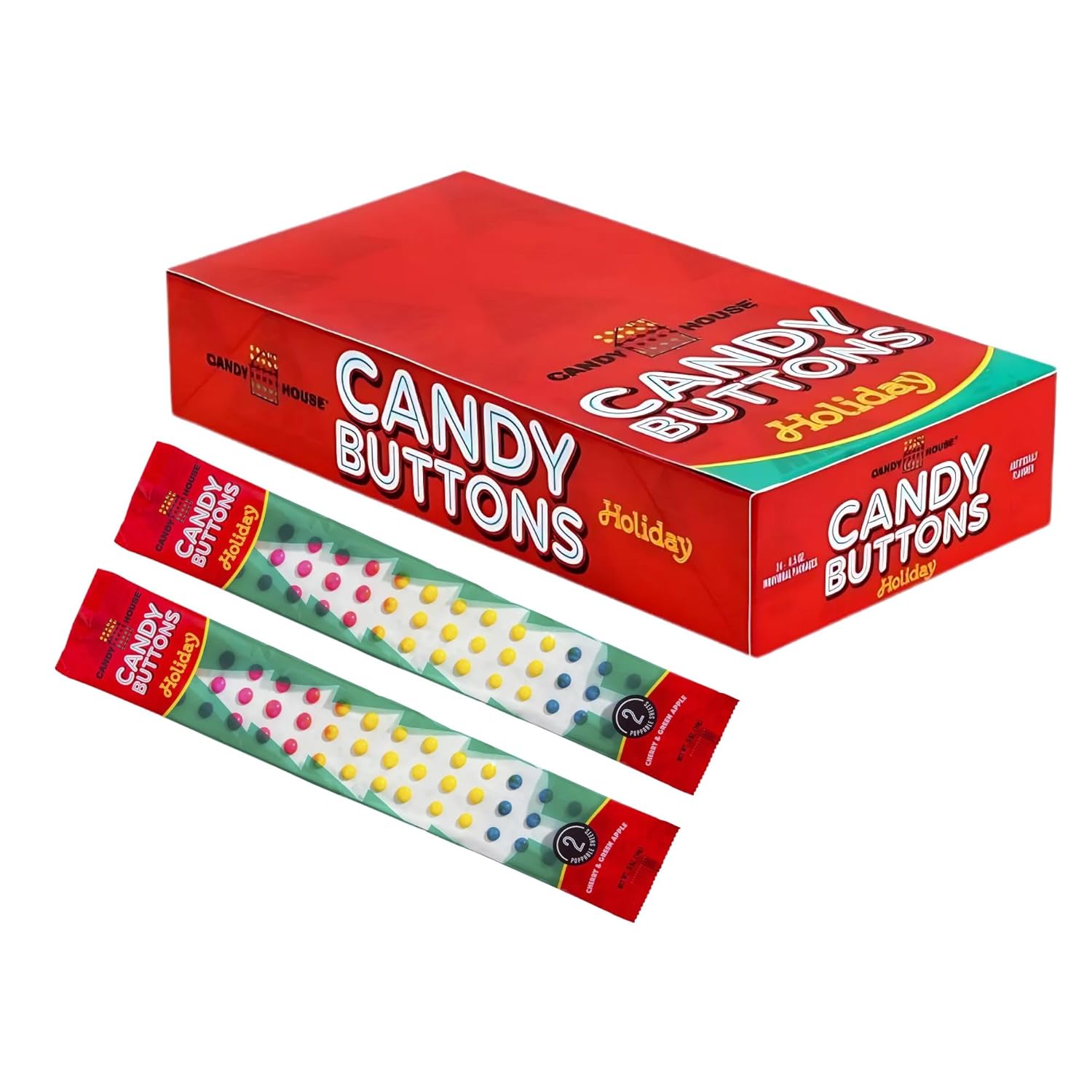 Candy House Classic Candy Buttons – Original Rainbow Edible Buttons on Paper, Sweet & Fun Classic Treats, Vintage Dots Candies, Nostalgic Candy Snack, 24 Strips (Pack of 12)