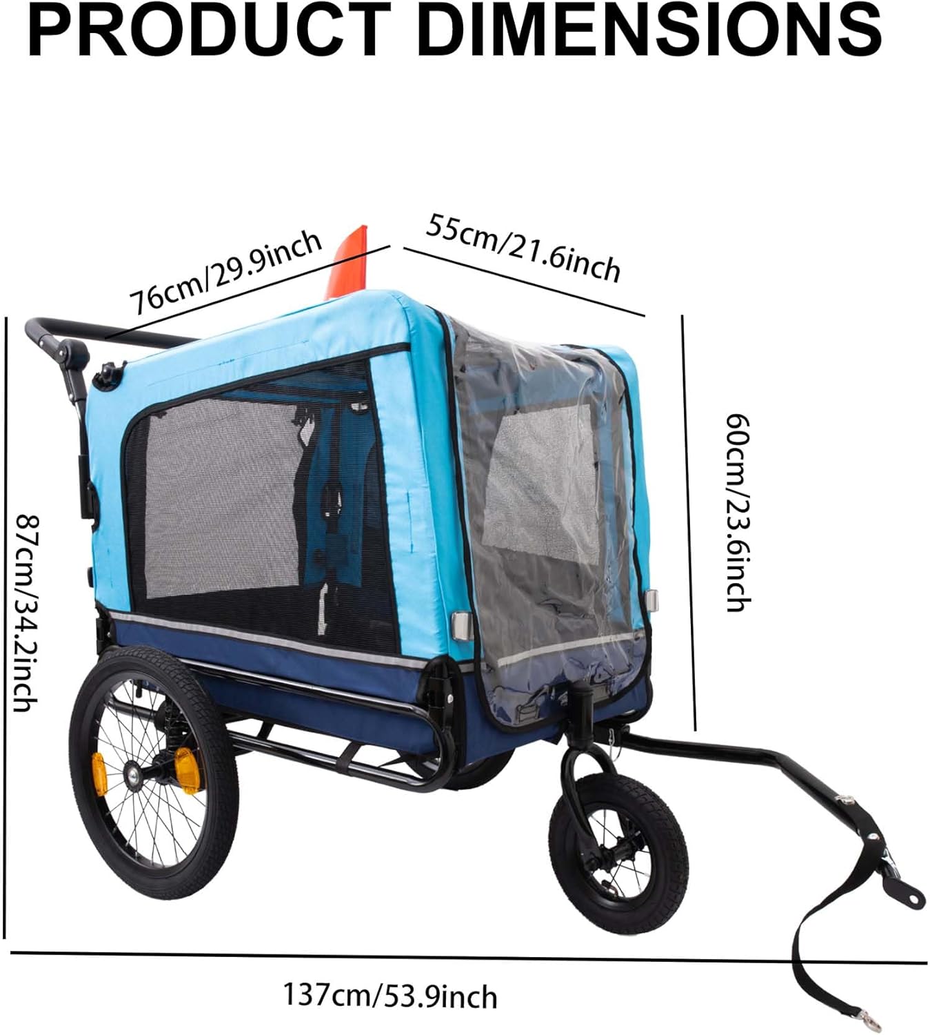 Outdoor Heavy Duty Foldable Utility Pet Stroller,Dog Bike Trailer for Medium to Large Sized Dogs,Zippered Access for Elderly or Mobility-Challenged Pets