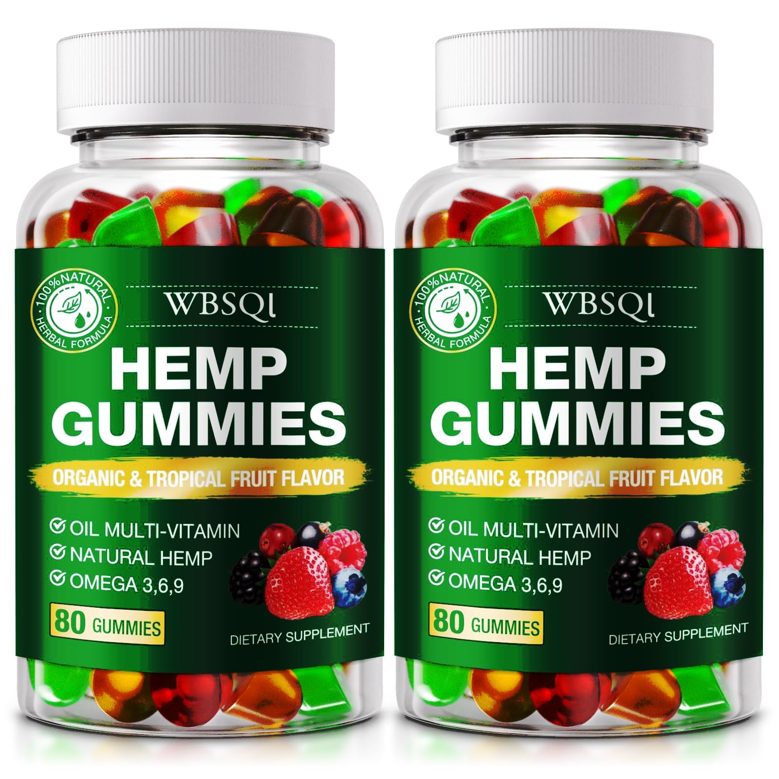 2 Packs Hemp Gummies for Sleep Pain Anxiety- with Natural Hemp Oil Extract Gummy Edibles Vegan, Non-GMO 80 Count (Pack of 2)