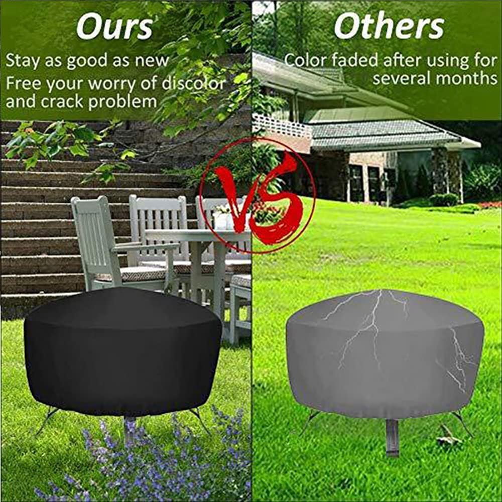Outdoor Round Fire Pit Cover Waterproof Patio Protective Garden Black Fire Pit Cover BBQ Cooking Anti Dust Furniture Cover,85x40cm