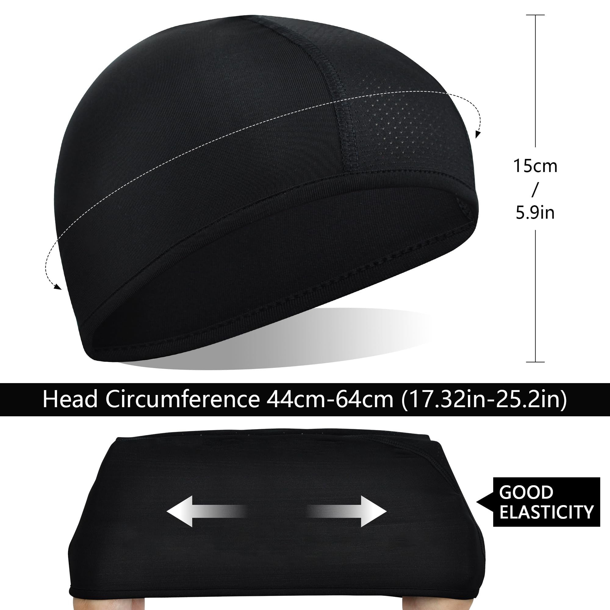 YMIFEEY 3Pcs Gorros Ciclismo Bajo Casco Verano Sotocasco Bici Skullcap Hombre Sotocasco Moto Pañuelo Cabeza Ciclismo Gorro Bajo Casco Ciclismo Transpirable (Negro + Blanco + Gris)