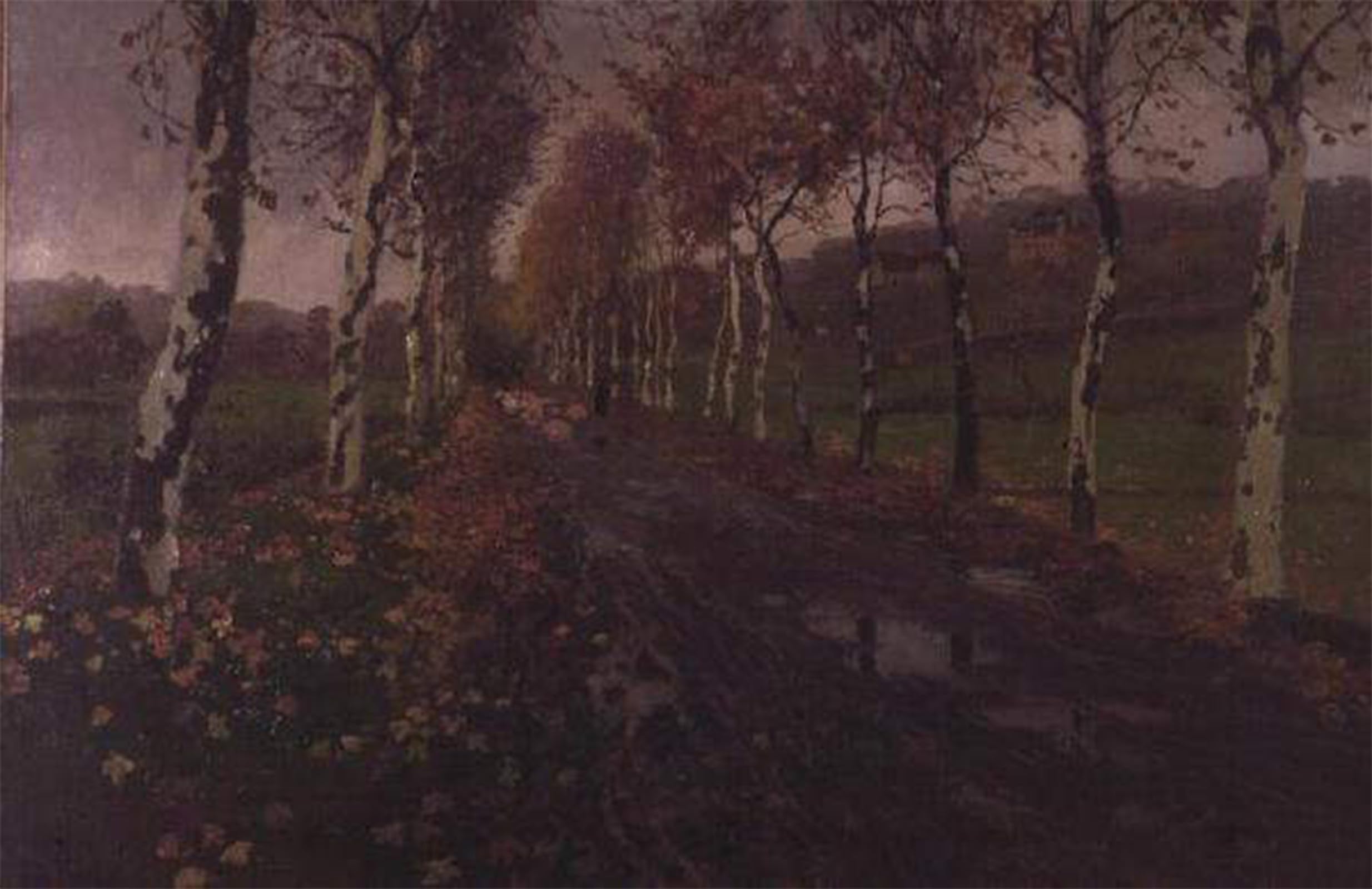 ARTXLXXBN Famous Art Print Poster Vintage Wall Art the Avenue of Silver Birches by Fritz Thaulow Canvas Art Poster for Home Decor 60x90cm