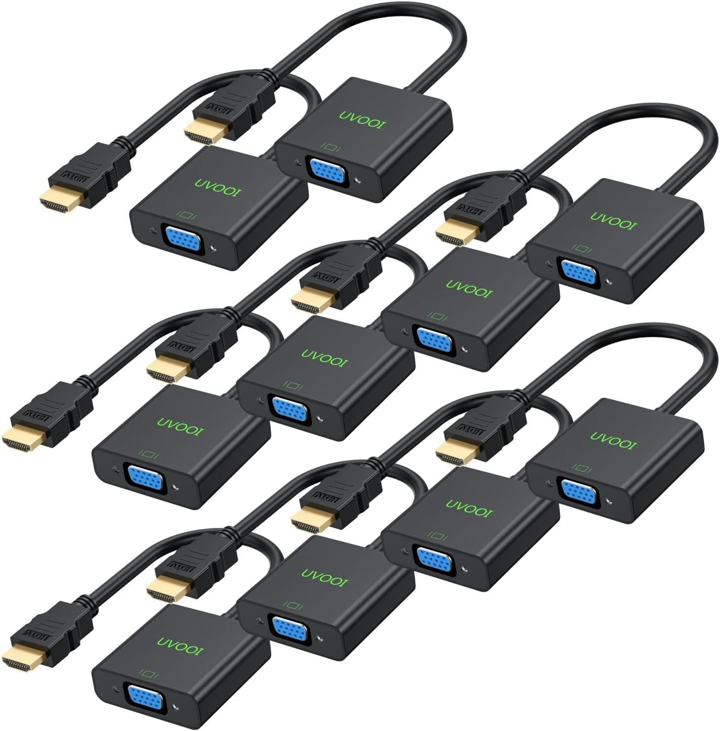 HDMI to VGA Adapter 10 Pack, HDMI to VGA Cable Male to Female Monitor Display Cord 1080P@60Hz for Desktop, Laptop, PC, Projector, HDTV, and More (Not Bidirectional)