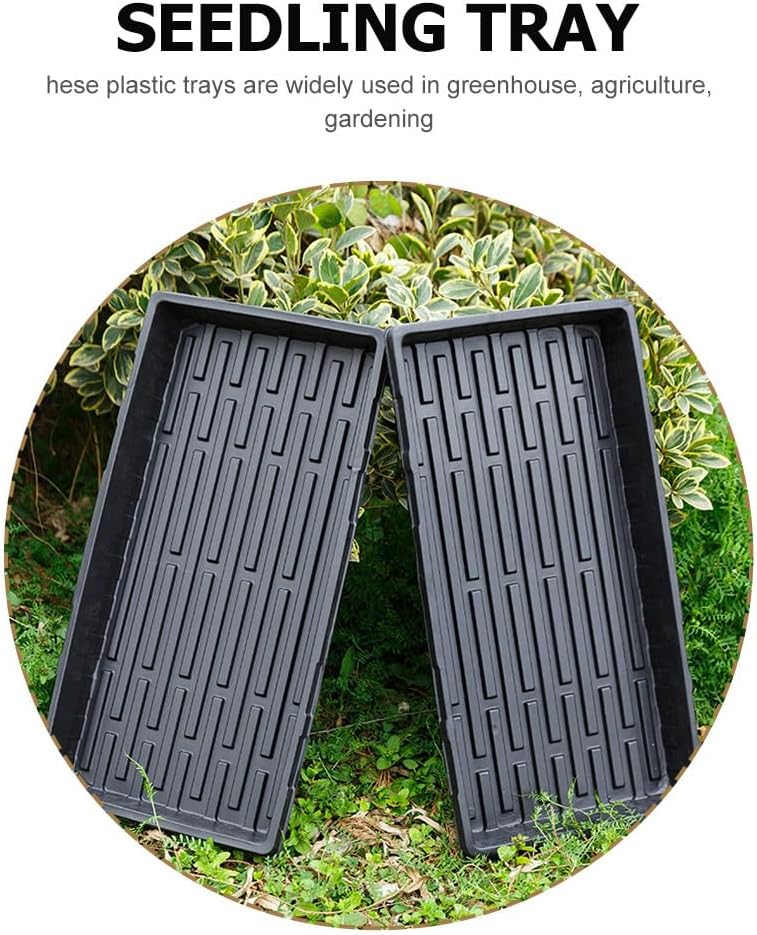 Milisten 10 Pack 1020 Trays No Holes - Heavy Duty Reusable Nursery Flats, Shallow Seed Starter & Germination Trays for Microgreens, Hydroponics, Cell Inserts (Dark Green)
