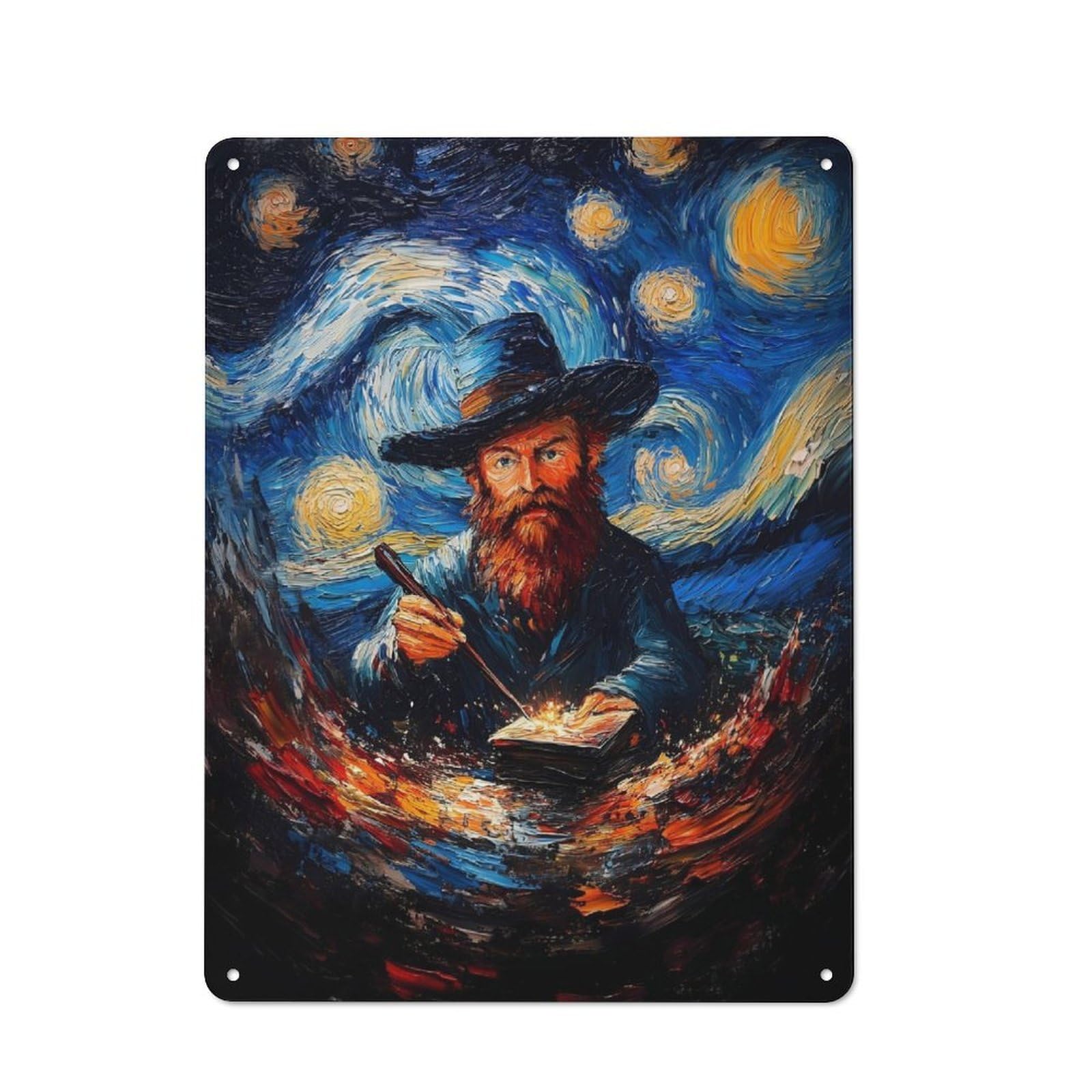 Junmoney Wizardry Starry Night Metal Plaque 40X30cm With For Garage Wall, Rustic Decor, For Winter Interiors And Metal Sign Collectors