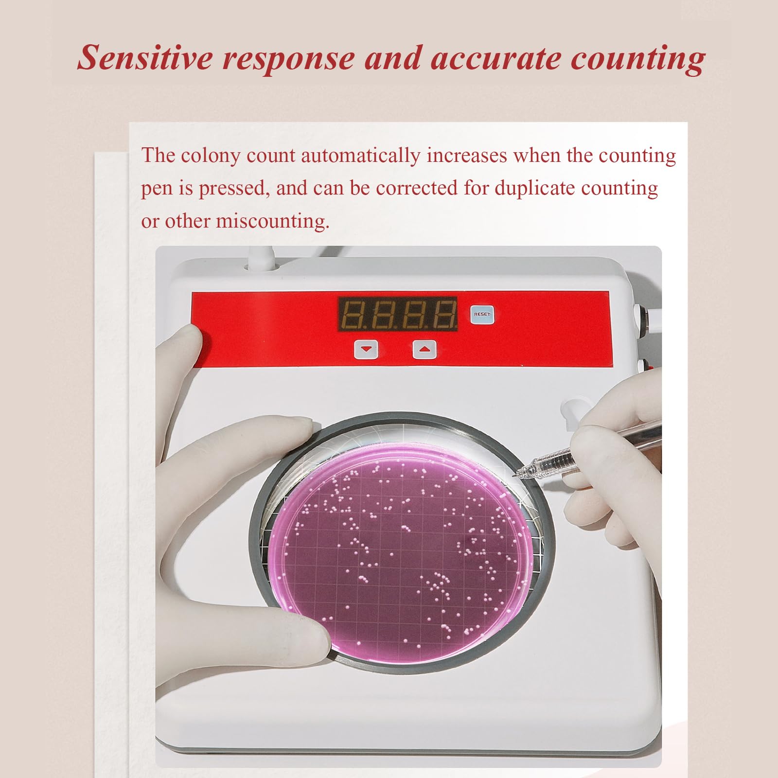 Contador De Colonias Digital, Detector Microbiano De Laboratorio, Capacidad De Conteo: 0-9999, Ajustable, Utilizado En Laboratorios, Industrias Alimentaria, Cosmética, Química Y Otras