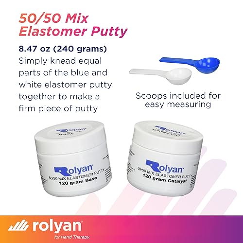 Miniatura 2 de Rolyan Masilla de elastómero de mezcla 5050, 8.47 onzas, masilla de terapia ocupacional flexible para férulas de terapia de manos, agarre acumulado