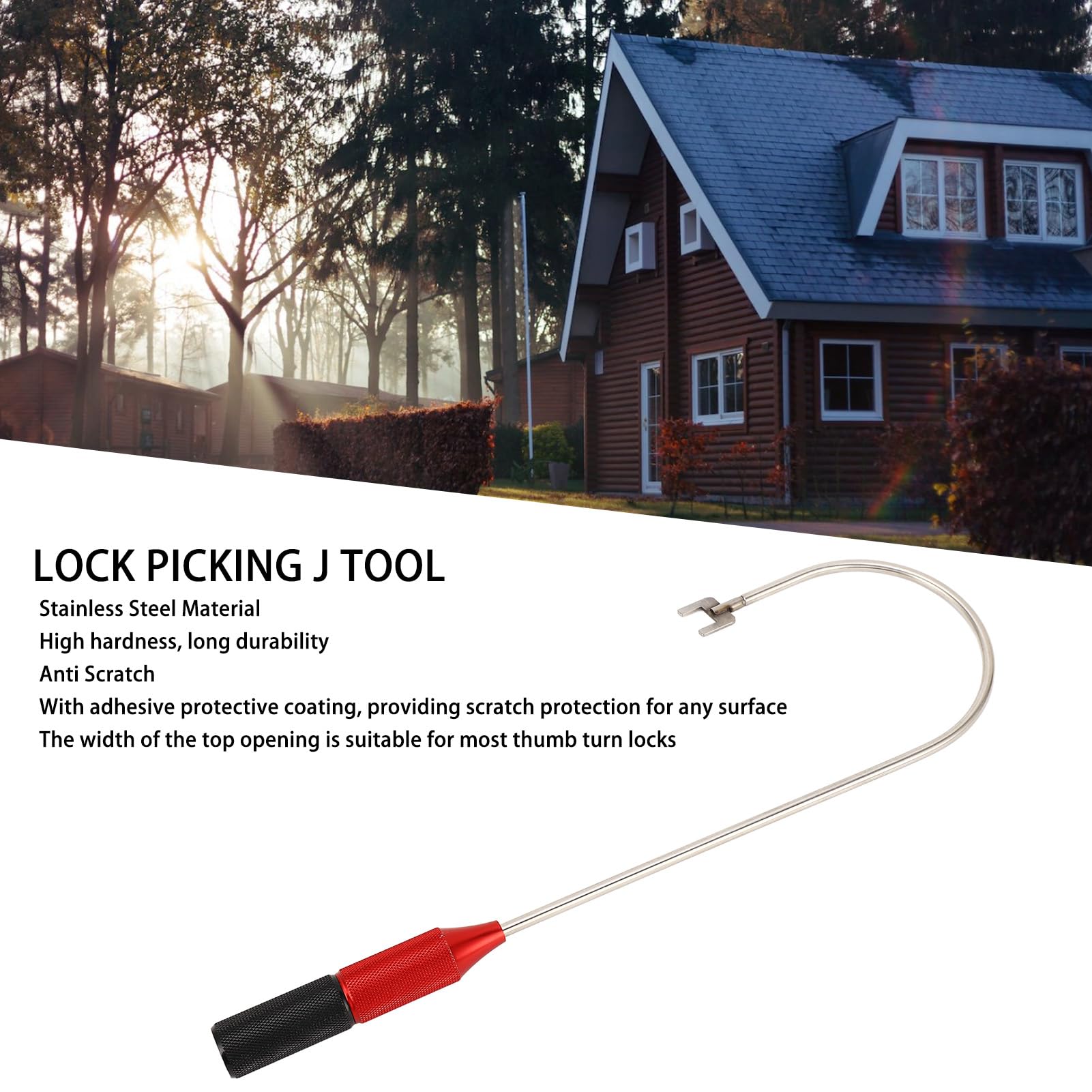Bypass Tool for Thumb Turn Lock, 360 Degree Adjustment Universal Precision Lock Picking J Tool, Non Destructive Stainless Steel Thumb Turn Bypass Tool for Entry Lock Opening - Image 3