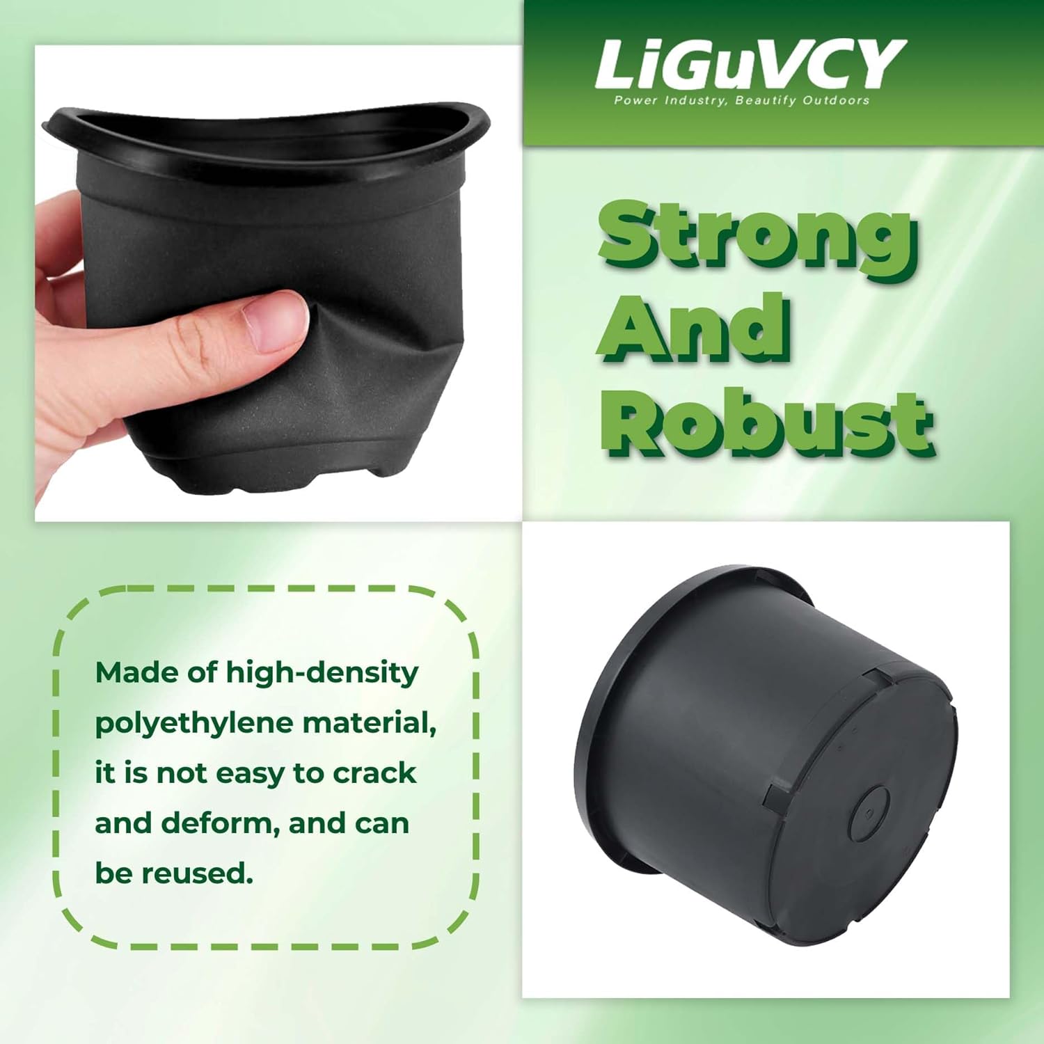 Plant Pots 5-Pack 10 Gallon Nursery Pot Garden Containers Plastic Injection Molded Pots for Outdoor Indoor Plants Vegetables, Black