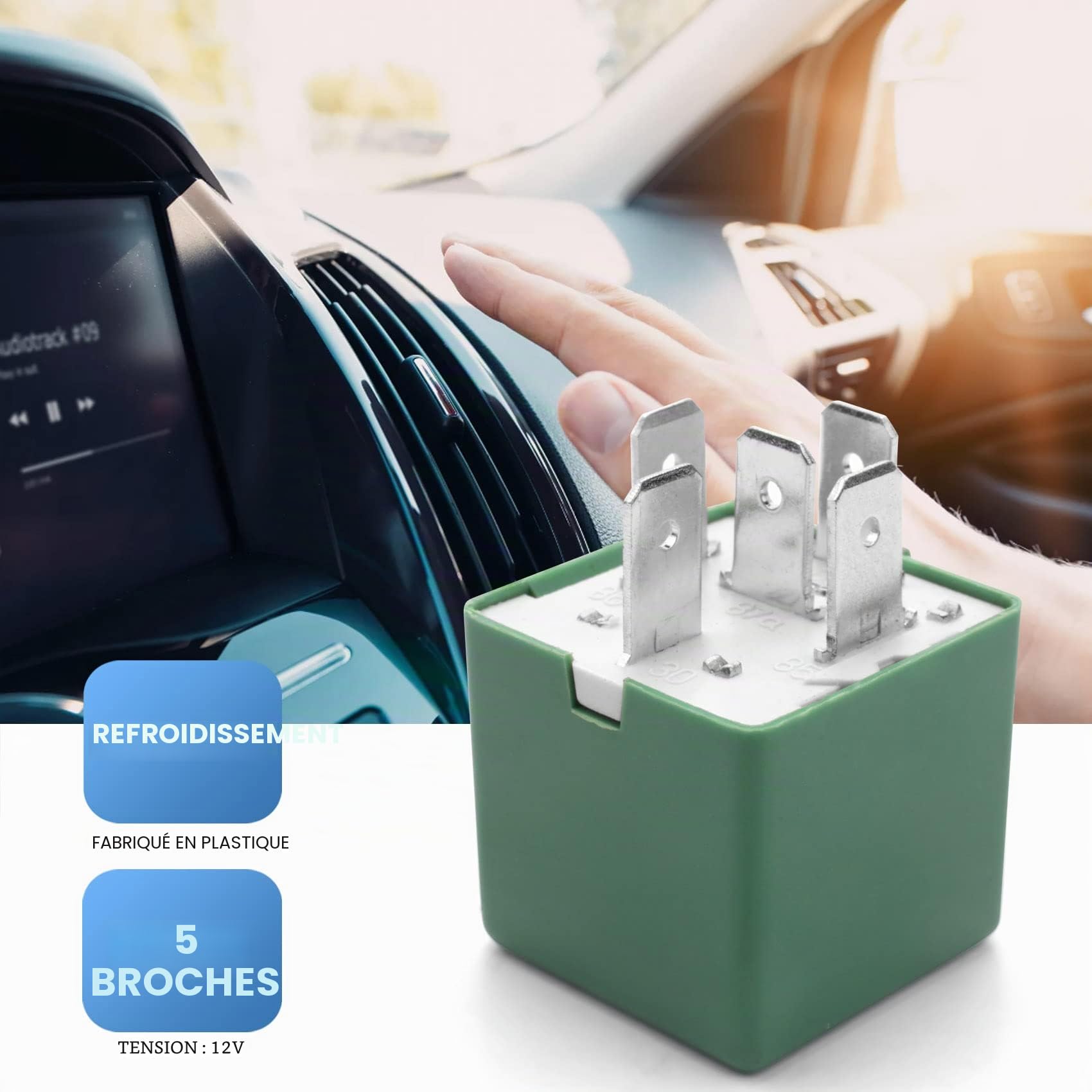12V 35A 5 Broches Refroidissement Radiateur Ventilateur Relais Vert 6547TX pour 206 207 306 307 406 407 807