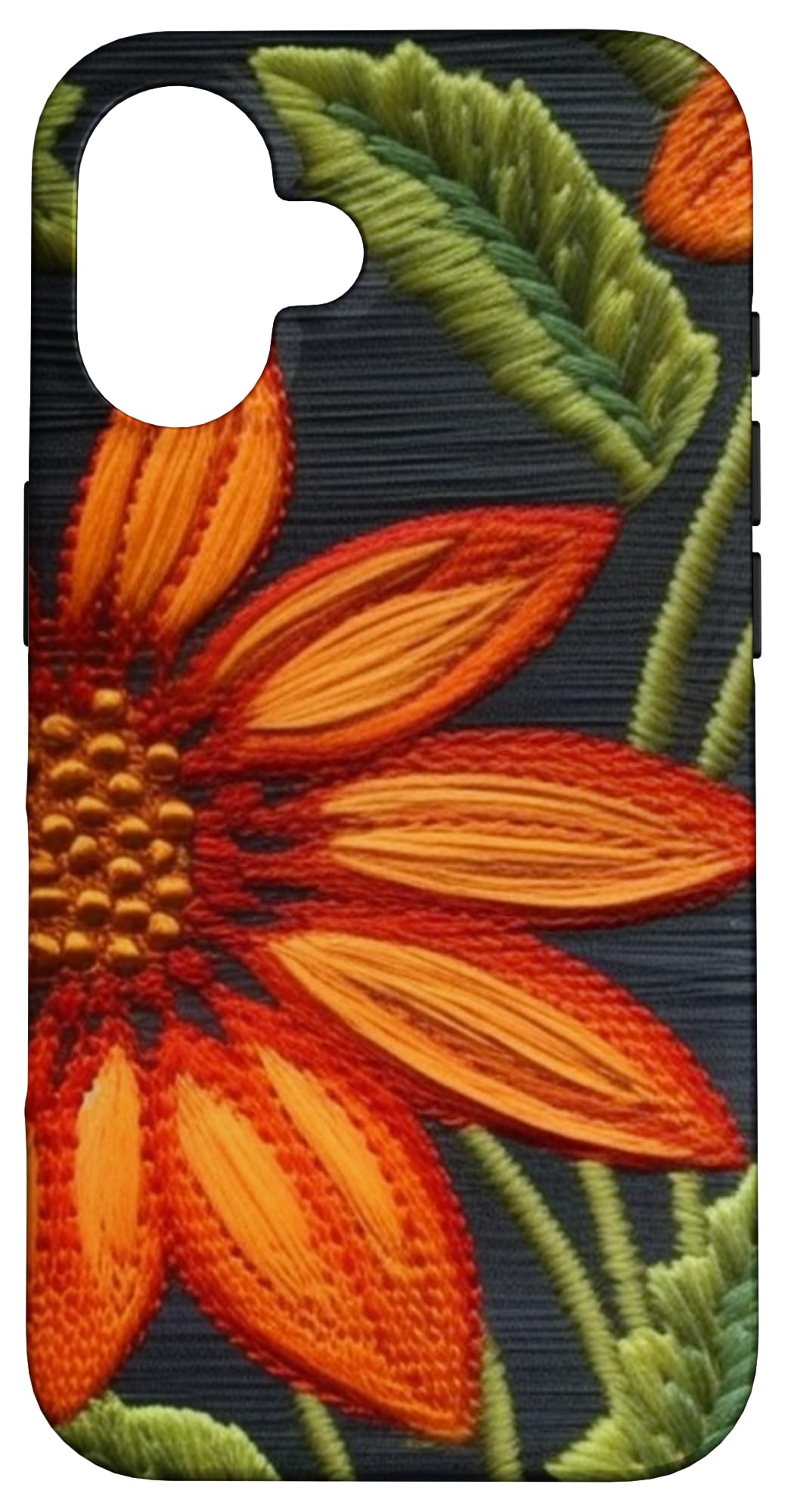 Floral Embroidery Art Optic Sunflower Case for iPhone 16