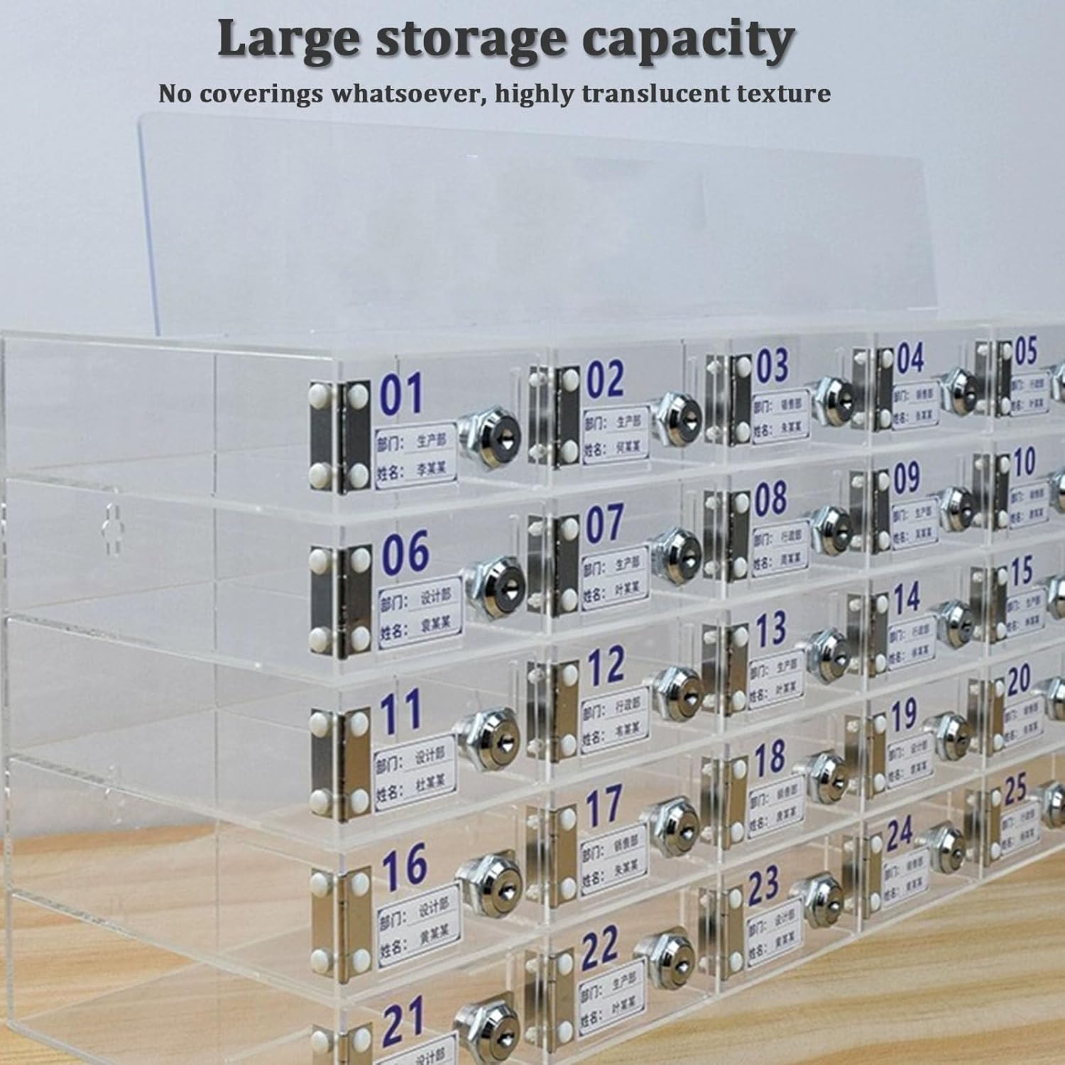 Acrylic Cell Phone Locker Box with Lock | Wall-Mounted Clear Storage Cabinet for Classroom, Office, Conference | Secure Phone Holder Case (40 Devices)