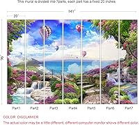 Vista 5 de MFWFM Hermoso mural de pared 3D con diseño de cascada para dormitorio y sala de estar (no se pega ni se pega)