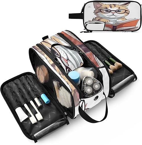 Miniatura 7 de JSTEL Bolsa de maquillaje con compartimento para cepillos, bolsa organizadora de maquillaje, bolsa de viaje para brochas de maquillaje, bolsa de