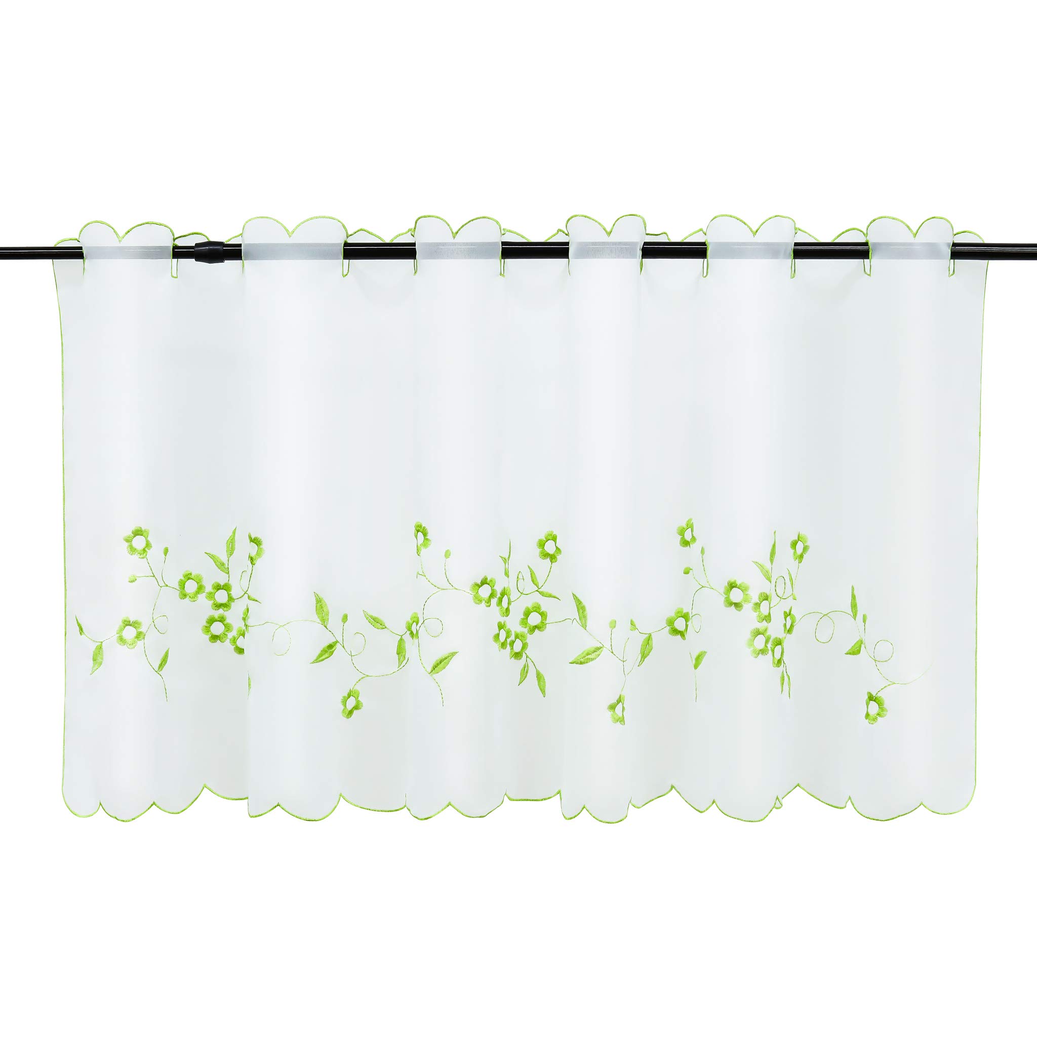 Joyswahl Voile Visillo Color Blanco Bistro Cortina Con Bordado