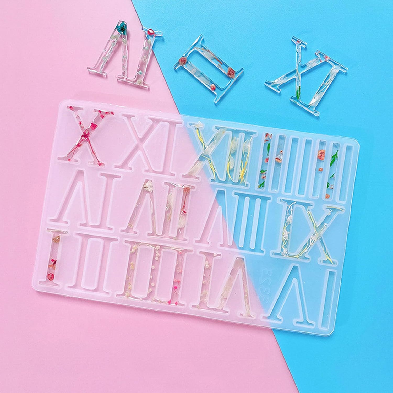 Resin Clock Mold Kit – 2 Pack Silicone Mold for Arabic & Roman Numbers, DIYs Clock Making Supplies for Epoxy Resin, Transparent