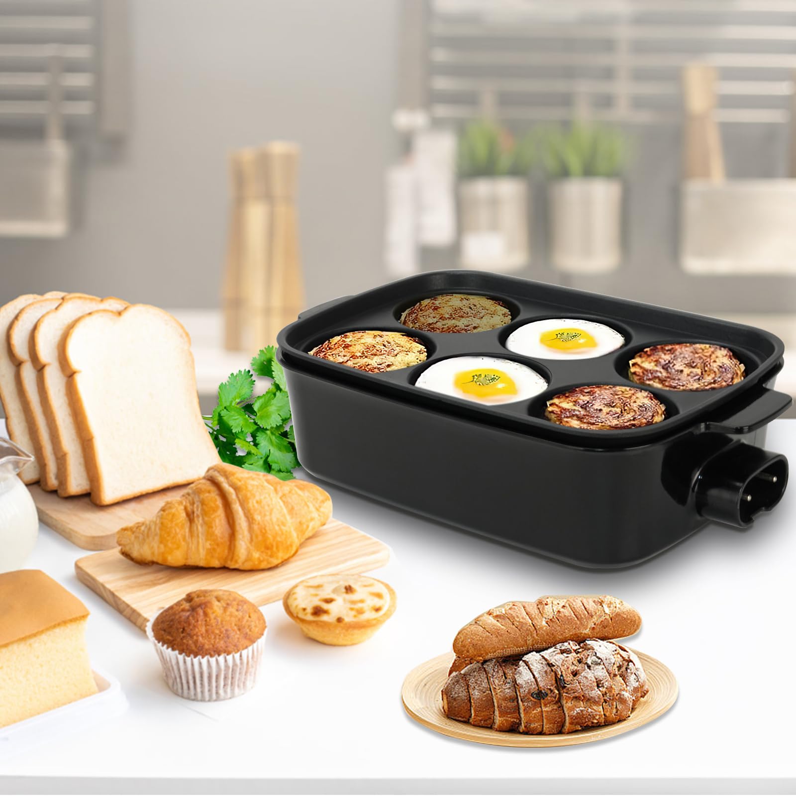 AEWHALE 3-in-1 Multifunktionspfanne Elektrischer Grill,Elektropfanne mit Deckel 1500W Antihaftbeschichtung, Abnehmbare Oberfläche&Cool-Touch-Griffe Pancake Elektrisch Partypfanne