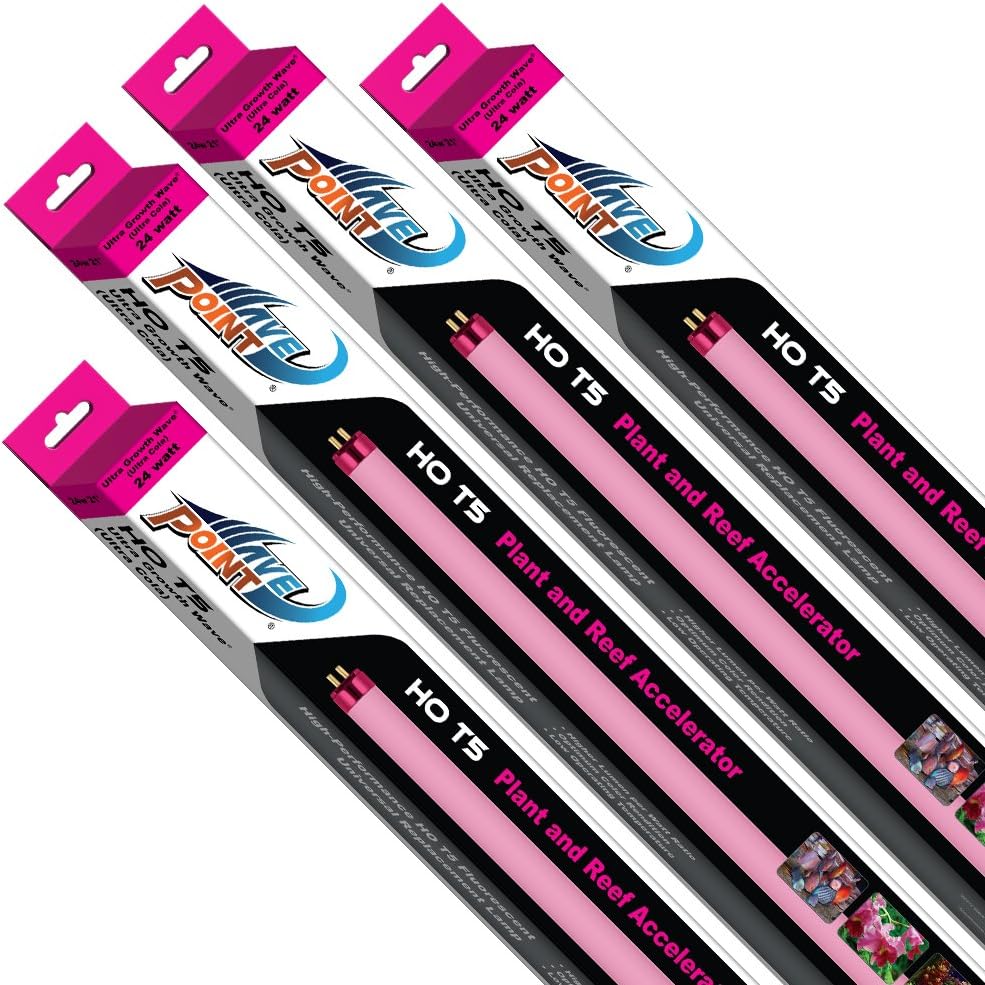 Wavepoint 4-Pack Ultra Growth Wave High Output T-5 Universal Replacement Lamp for Aquarium, 24-watt