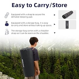 INVOKER Camping Sleeping Pad 3.15 Memory Foam Fast Self Inflating Insulated Durable Camping Mat Air Mattress with Pillowfor Tent, Traveling, Car, Camping, Grey